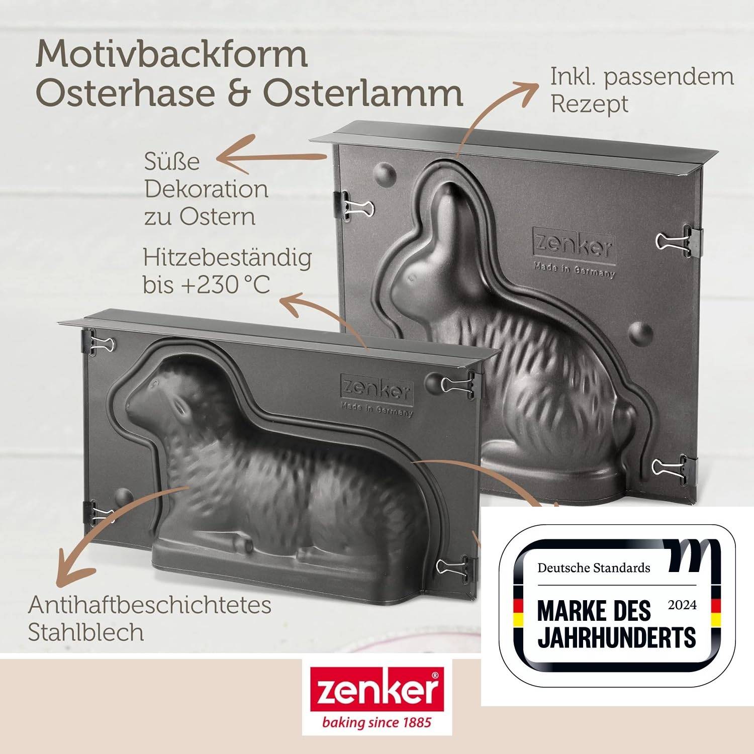 Zenker | Osterbackformen-Set | Hase & Lamm | Antihaftbeschichtung | perfekte Osterkreationen | leichtes Entformen