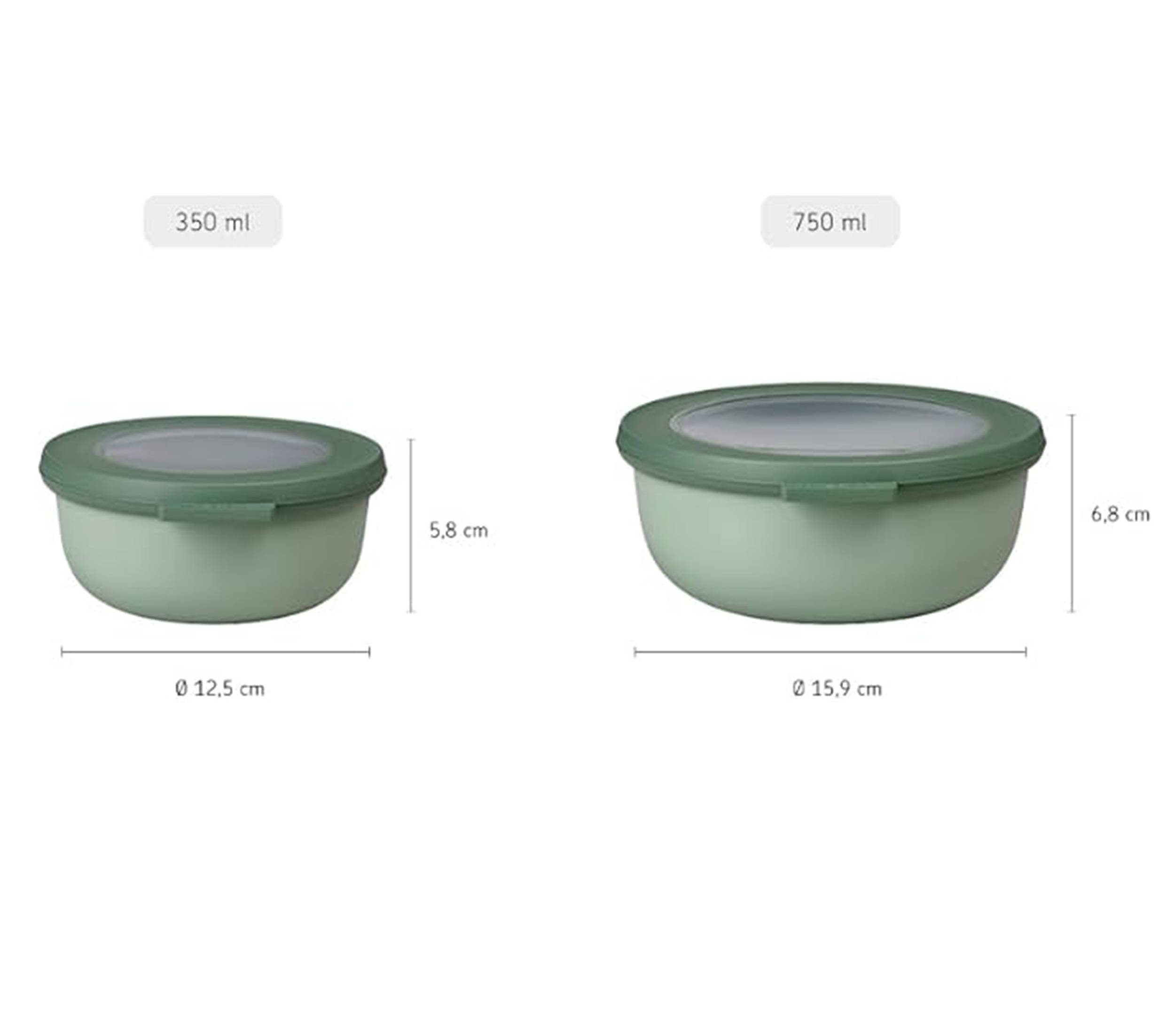 Mepal Multischüssel Cirqula rund - Nordic sage - 350 ml Inhalt - mit abnehmbarem Deckel - bruchfestes Material - auslaufsicher - tiefkühlgeeignet