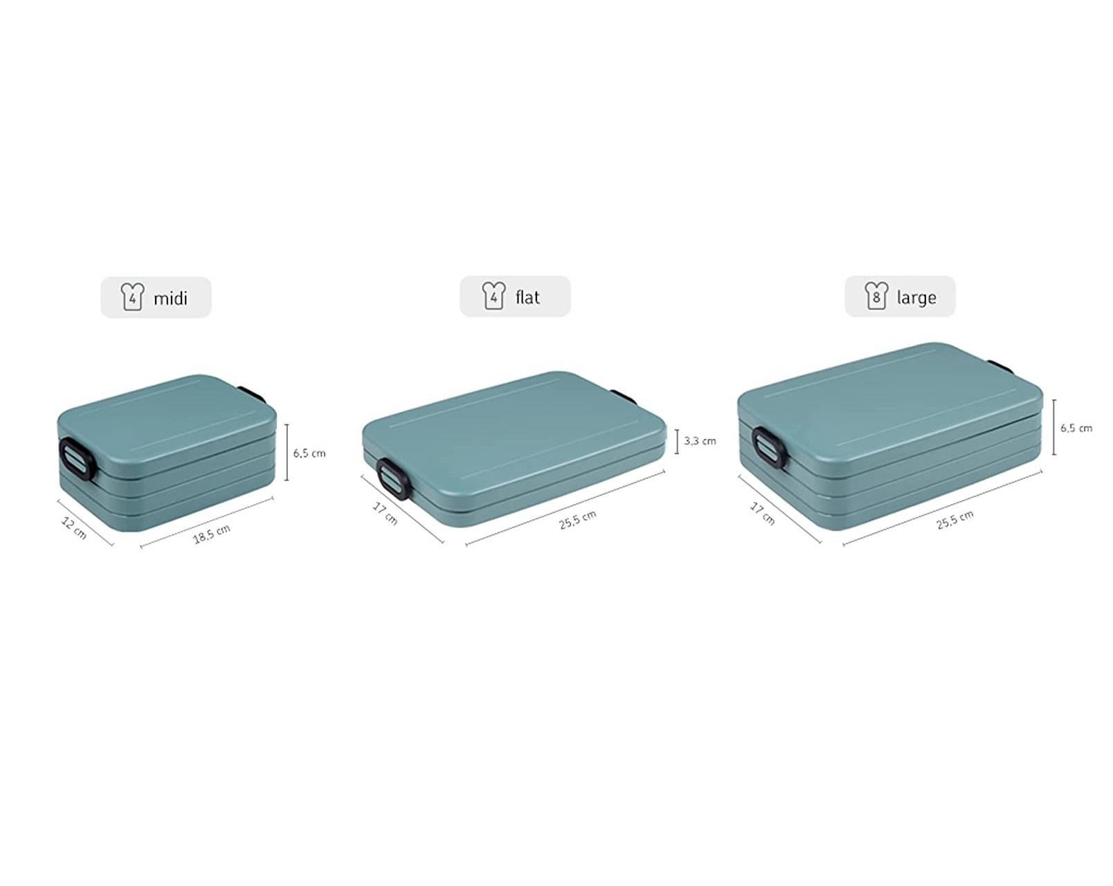 Mepal - Lunchbox Take a Break Large - Brotdose To Go - Für 4 Sandwiches oder 8 Brotscheiben - Meal Prep Box - Essensbox mit Unterteilung - Spülmasch