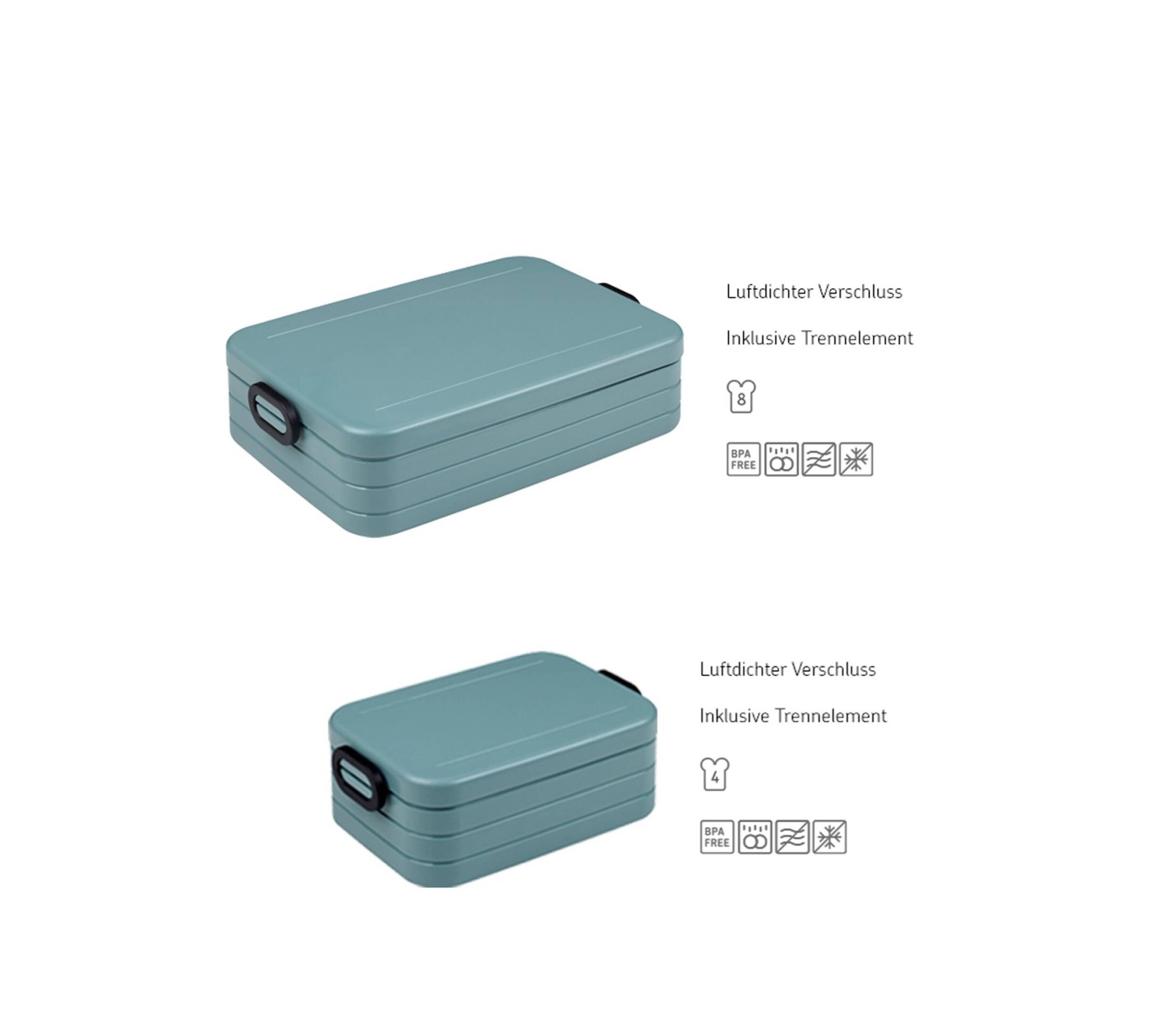 Mepal 2-tlg Take a Break Set  Vivid Green  Groß/Klein  Lunchbox mit Trennwand  ideal für Mealprep  spülmaschinenfest, ABS