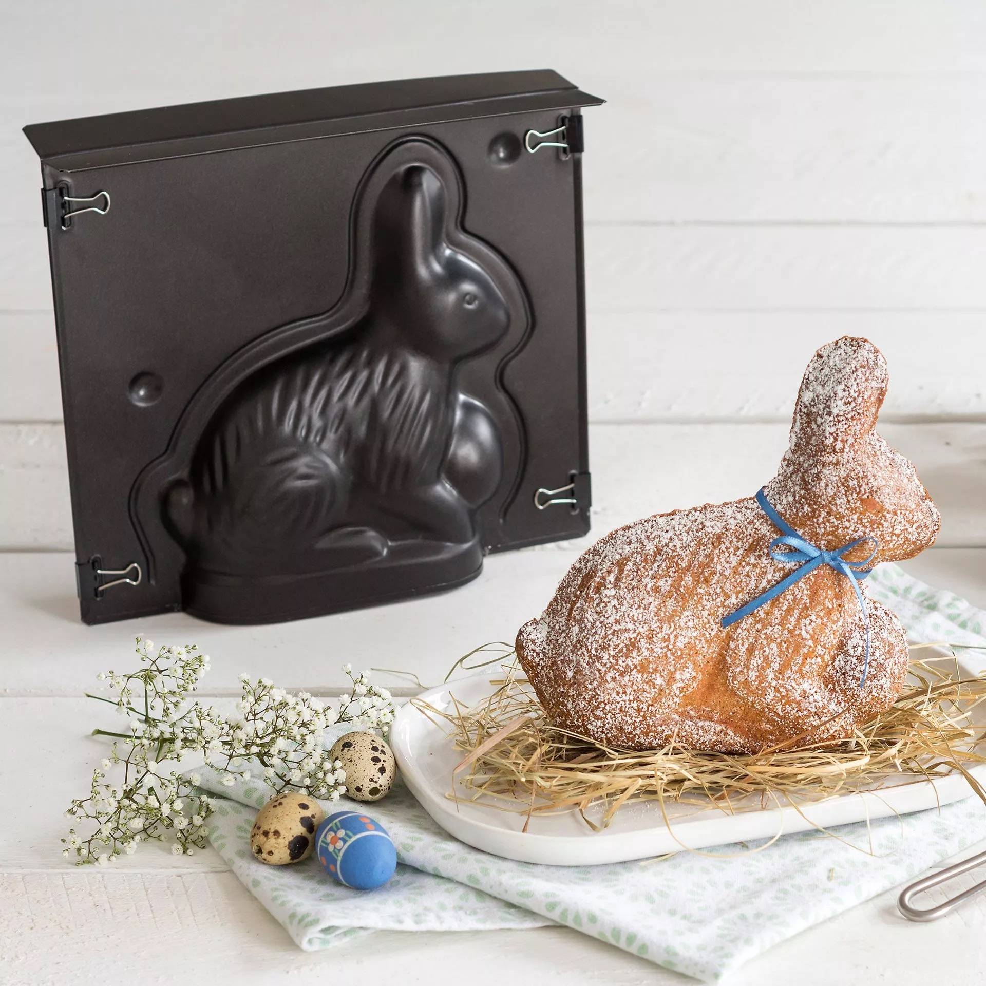 Zenker Vollbackform Hase für Ostern - 600 ml Füllvolumen - 3D Kuchenform mit Antihaftbeschichtung mit Osterhase als Motiv zum backen - Leckere Deko