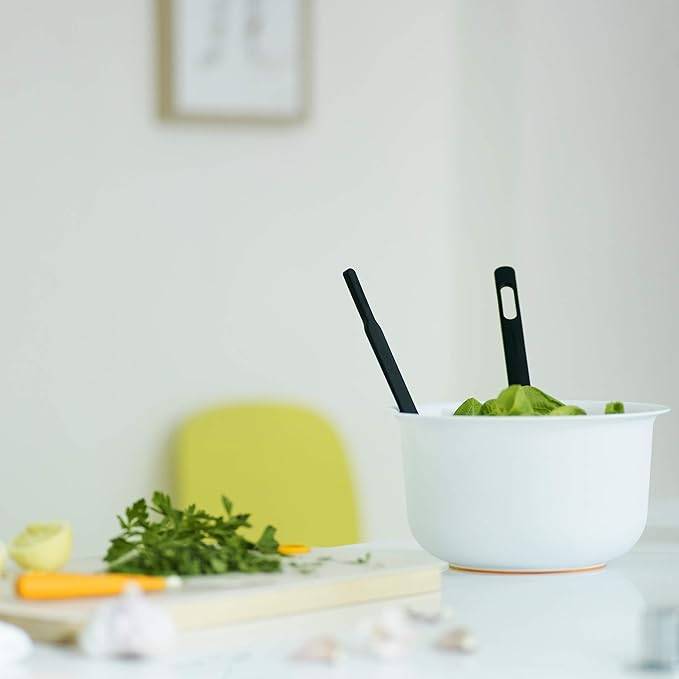 Fiskars praktisches Salatbesteck, als Löffel oder zusammengesteckt als Zange verwendbar, Länge: 29 cm, Kunststoff, Functional Form, Schwarz, 1014434