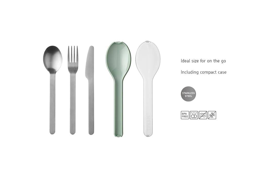 Mepal - Besteck 3-teiliges Set Ellipse - Besteck-Set für unterwegs - Besteht aus einem Messer, Gabel & Löffel - Besteck-Set mit Reiseetui - Edelstah