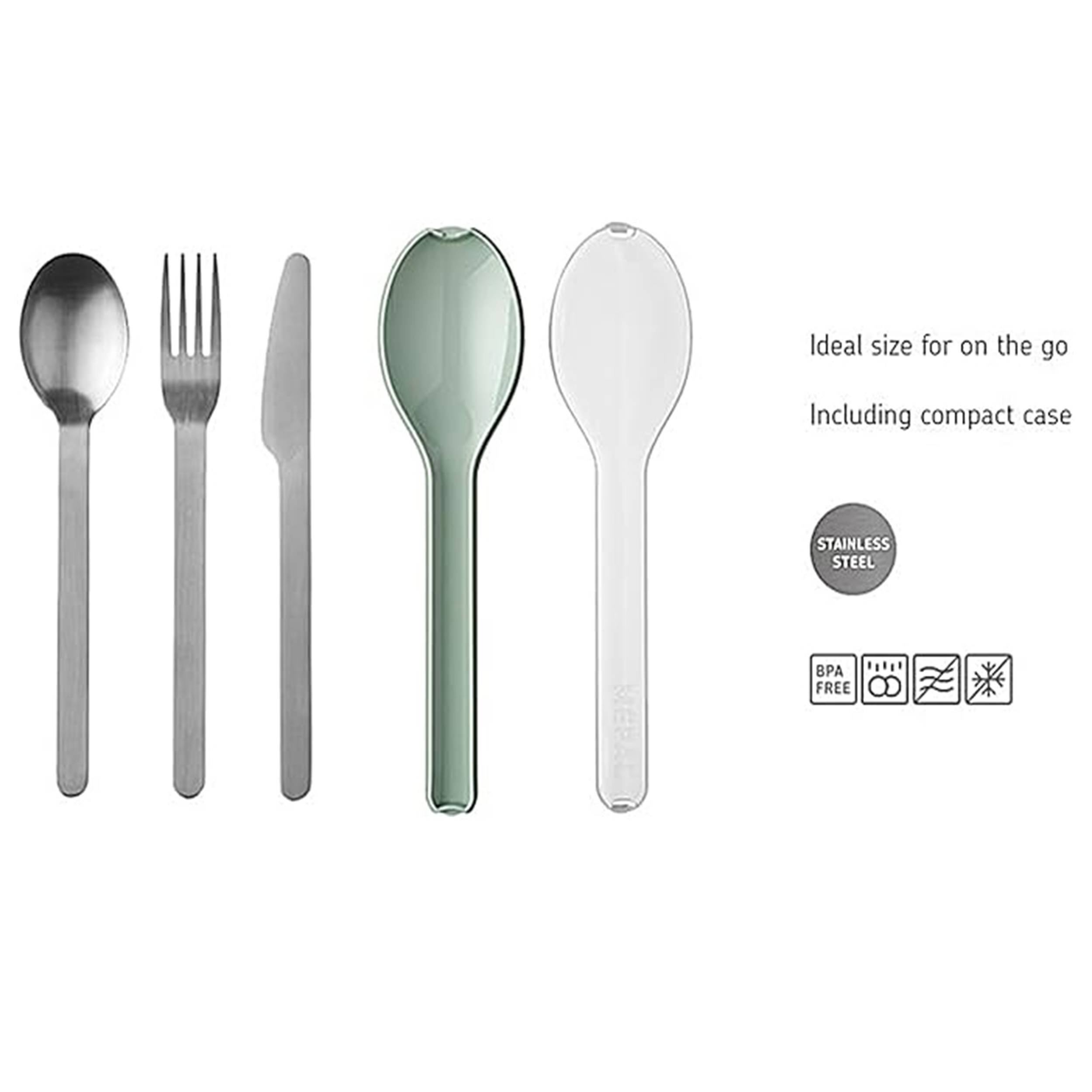 Mepal - Besteck 3-teiliges Set Ellipse - Besteck-Set für unterwegs - Besteht aus einem Messer, Gabel & Löffel - Besteck-Set mit Reiseetui - Edelstah