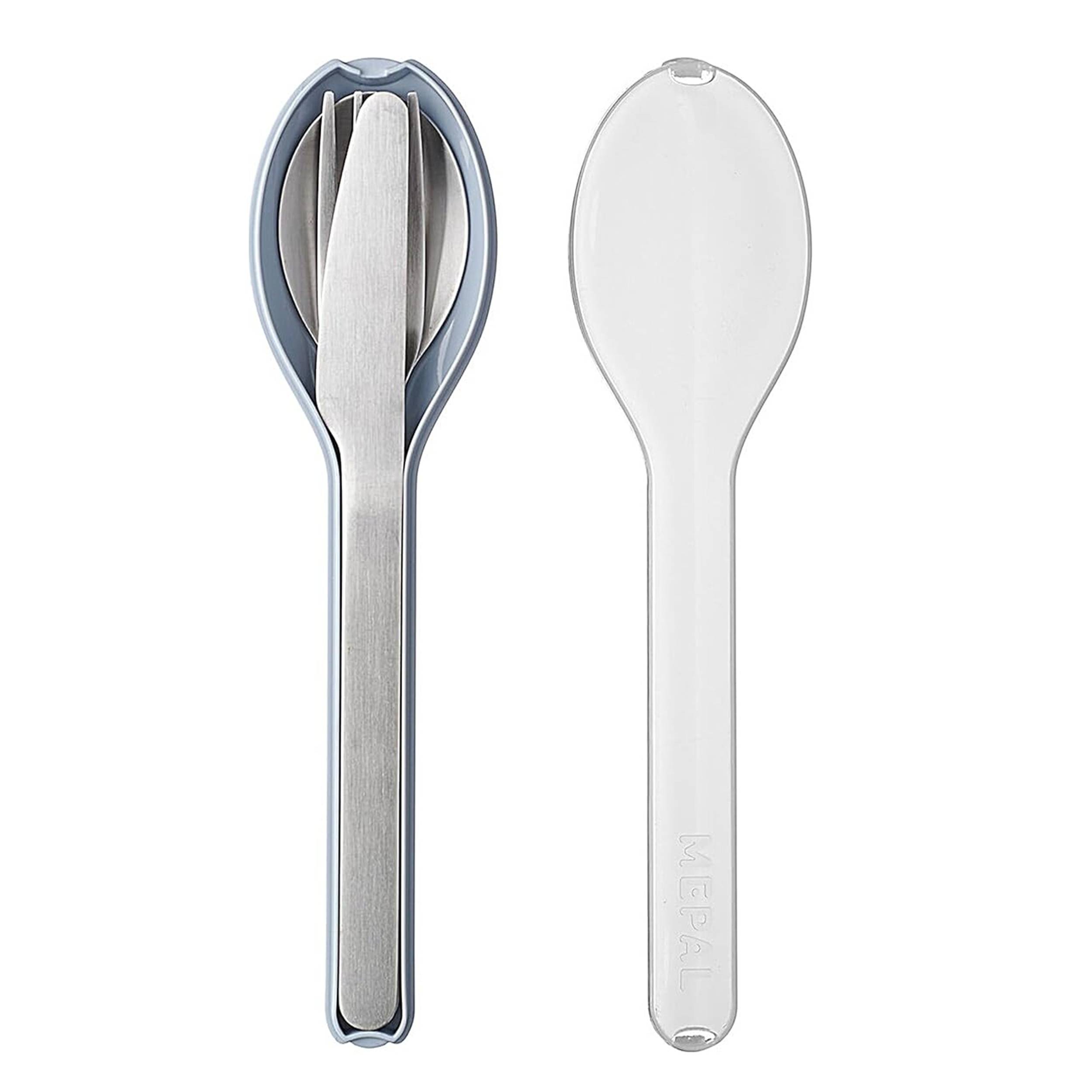 Mepal - Besteck 3-teiliges Set Ellipse - Besteck-Set für unterwegs - Besteht aus einem Messer, Gabel & Löffel - Besteck-Set mit Reiseetui - Edelstah