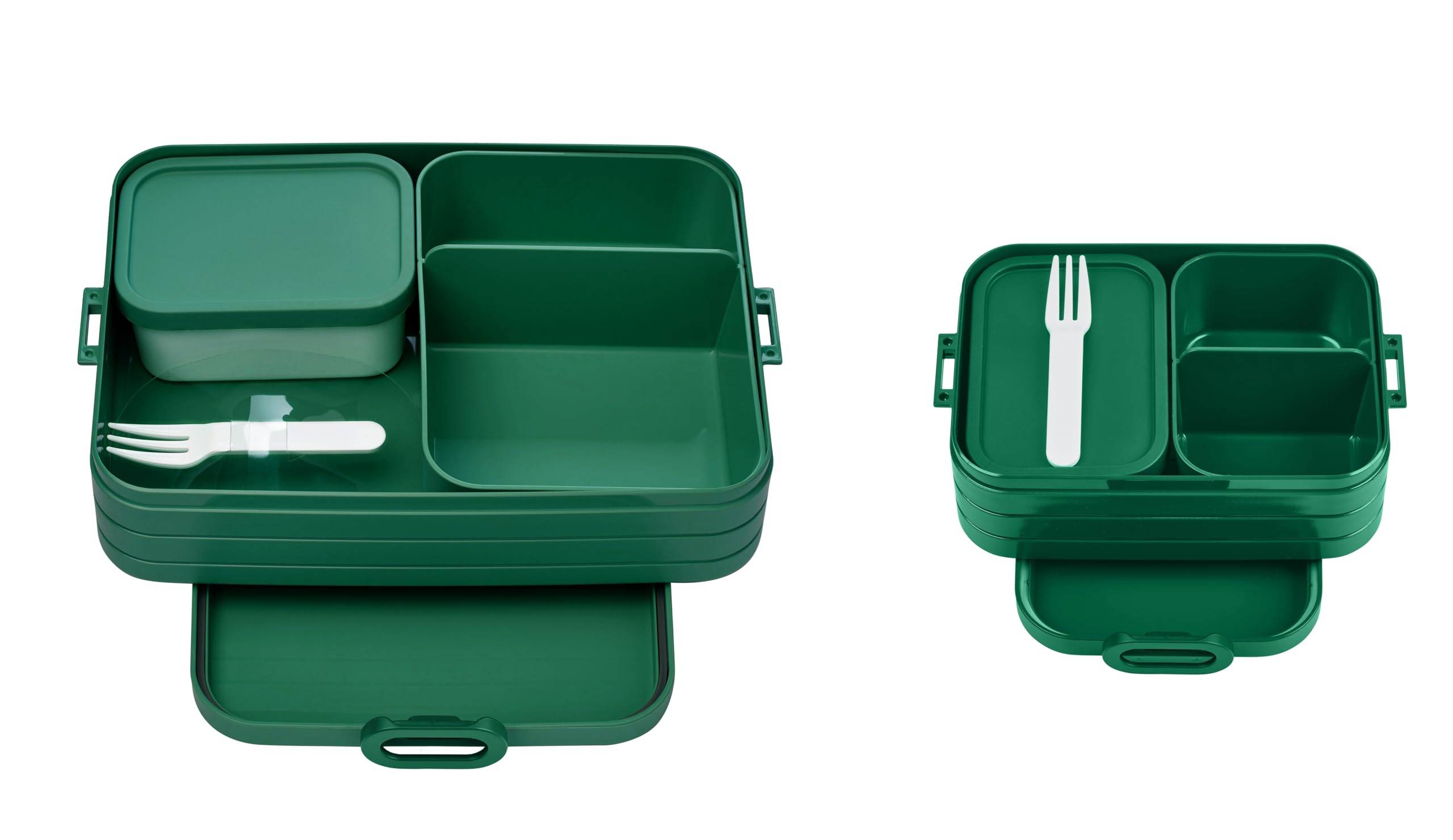 Mepal 2-tlg Bento-Lunchboxen Set Klein/Groß Take A - Brotdose mit Fächern, geeignet für bis zu 4 BZW. 8 Butterbrote, TPE/pp/abs, 0 mm - Vivid Green