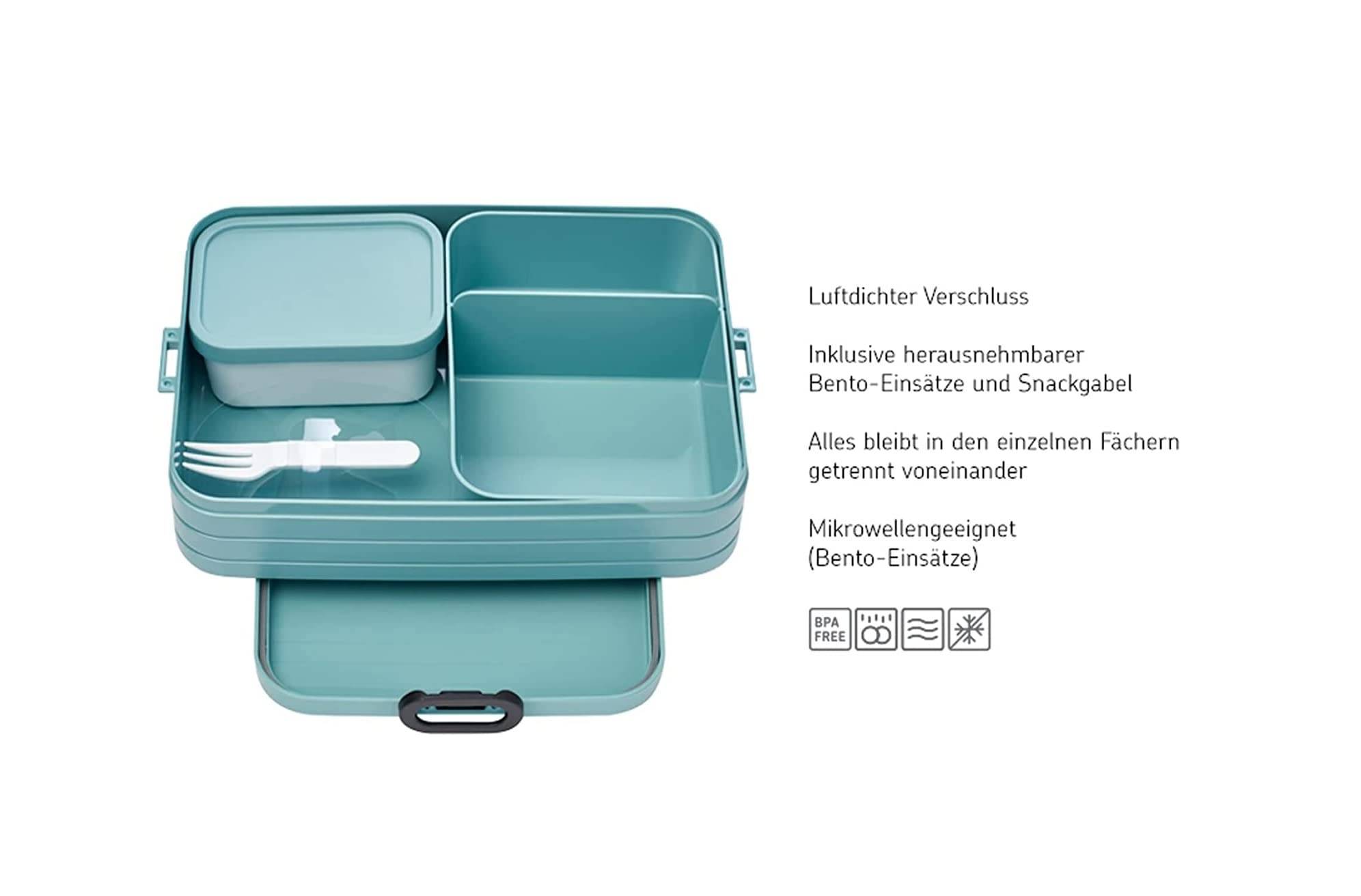 Mepal 2-tlg Bento-Lunchboxen Set Klein/Groß Take A - Brotdose mit Fächern, geeignet für bis zu 4 BZW. 8 Butterbrote, TPE/pp/abs, 0 mm - Vivid Green