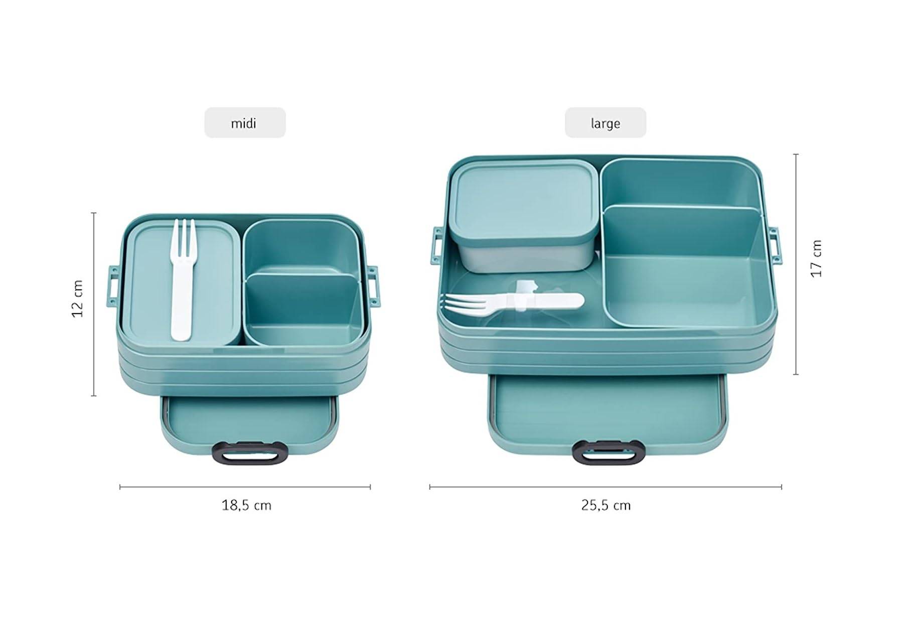 Mepal 2-tlg Bento-Lunchboxen Set Klein/Groß Take A - Brotdose mit Fächern, geeignet für bis zu 4 BZW. 8 Butterbrote, TPE/pp/abs, 0 mm - Vivid Green