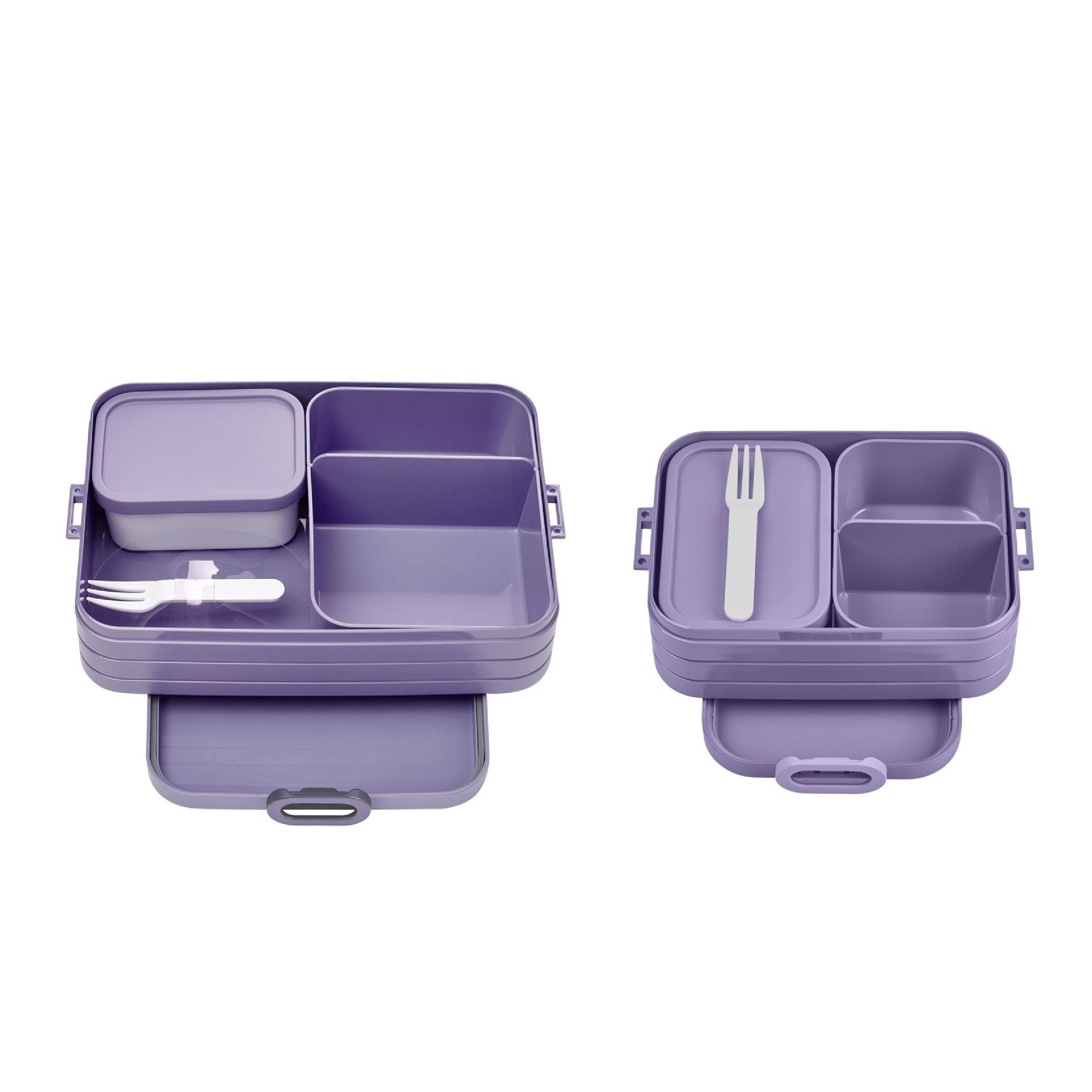 Mepal 2-tlg Bento-Lunchboxen Set Klein/Groß Take A - Brotdose mit Fächern, geeignet für bis zu 4 BZW. 8 Butterbrote, TPE/pp/abs, 0 mm - Vivid Lilac