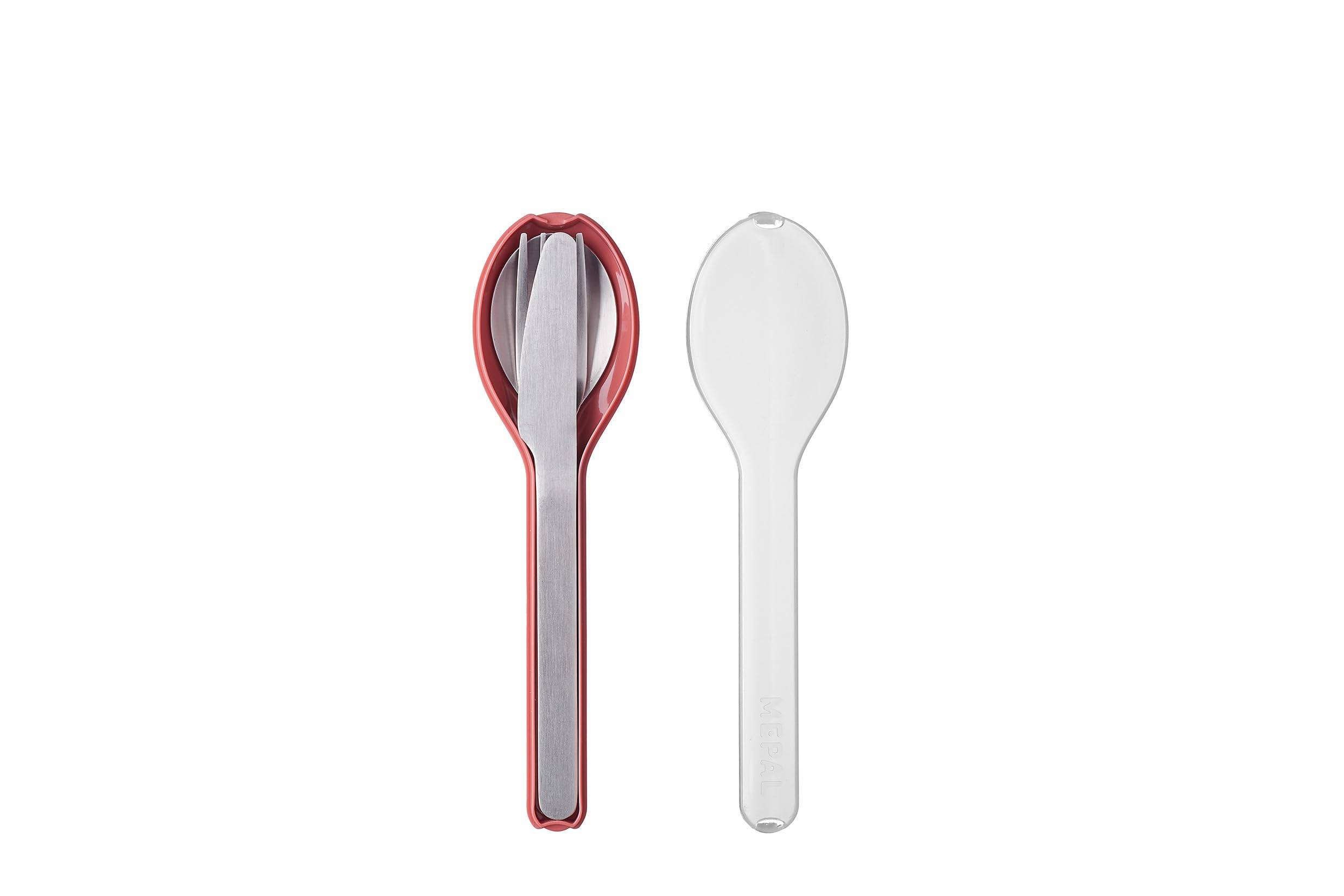 Mepal - Besteck 3-teiliges Set Ellipse - Besteck-Set für unterwegs - Besteht aus einem Messer, Gabel & Löffel - Besteck-Set mit Reiseetui - Edelstah