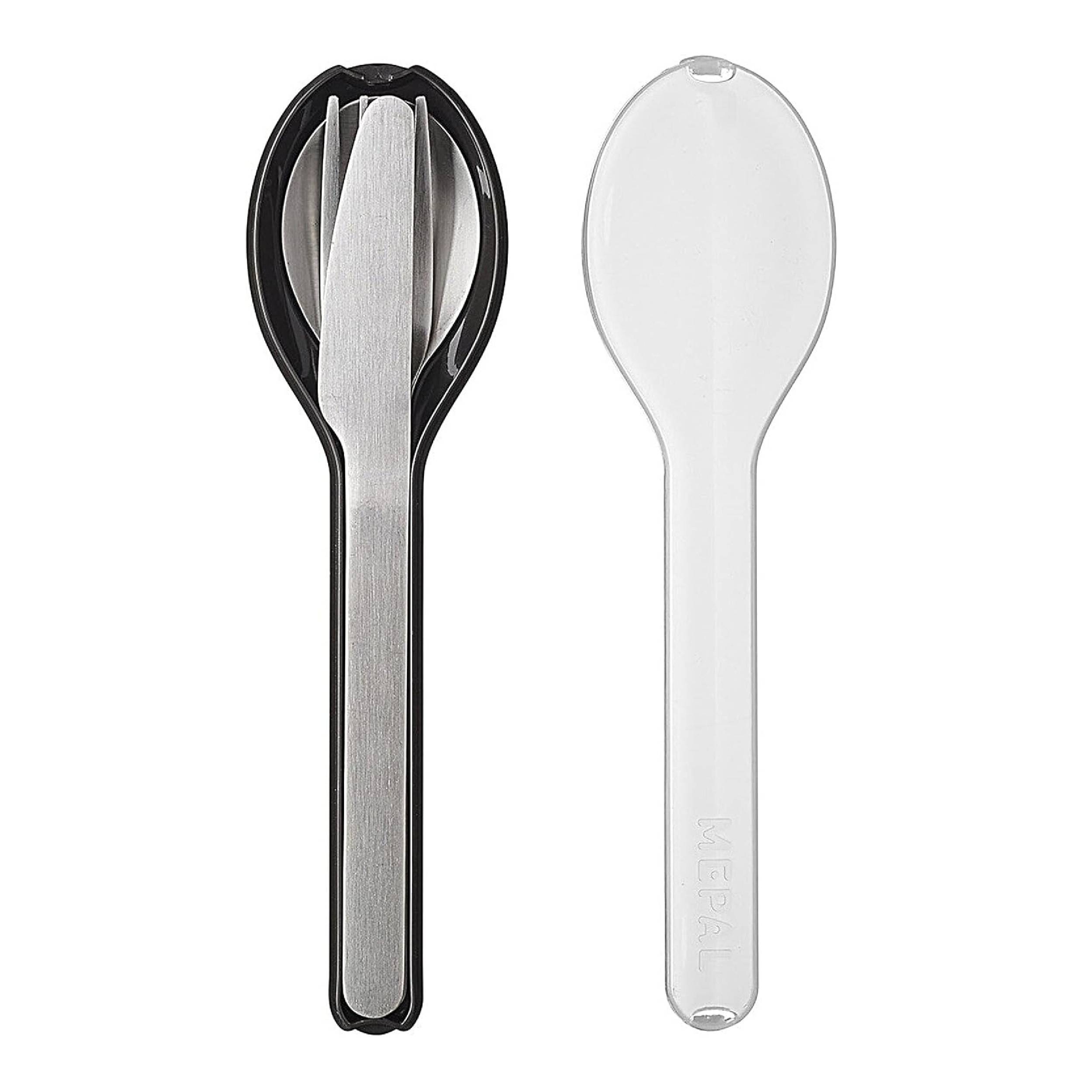 Mepal - Besteck 3-teiliges Set Ellipse - Besteck-Set für unterwegs - Besteht aus einem Messer, Gabel & Löffel - Besteck-Set mit Reiseetui - Edelstah