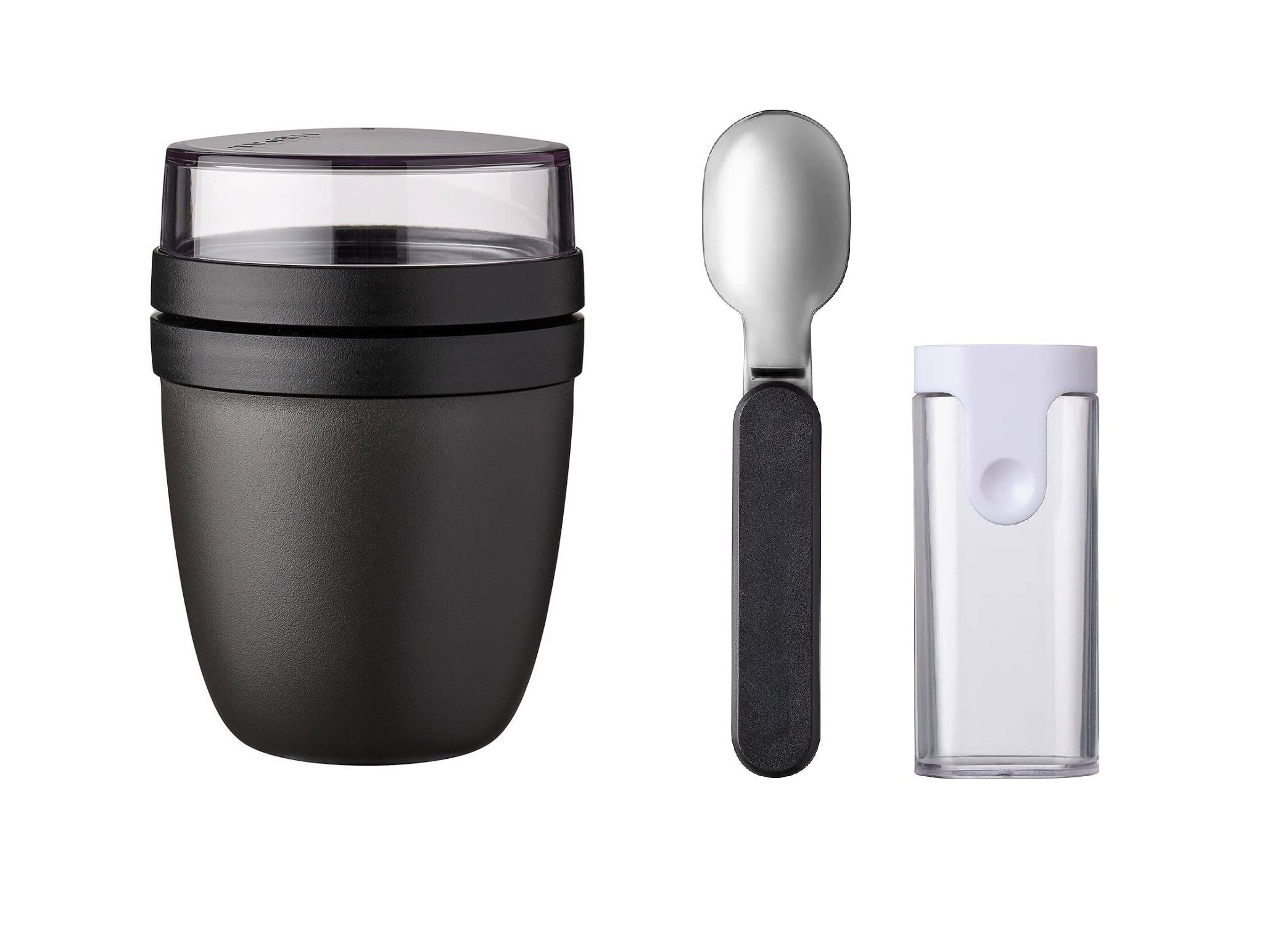Mepal - Klapplöffel Set mit Lunchpot Ellipse - Praktischer Joghurtbecher & Müslibecher - Unterteilung für Joghurt & Müsli - Geeignet für Gefriers