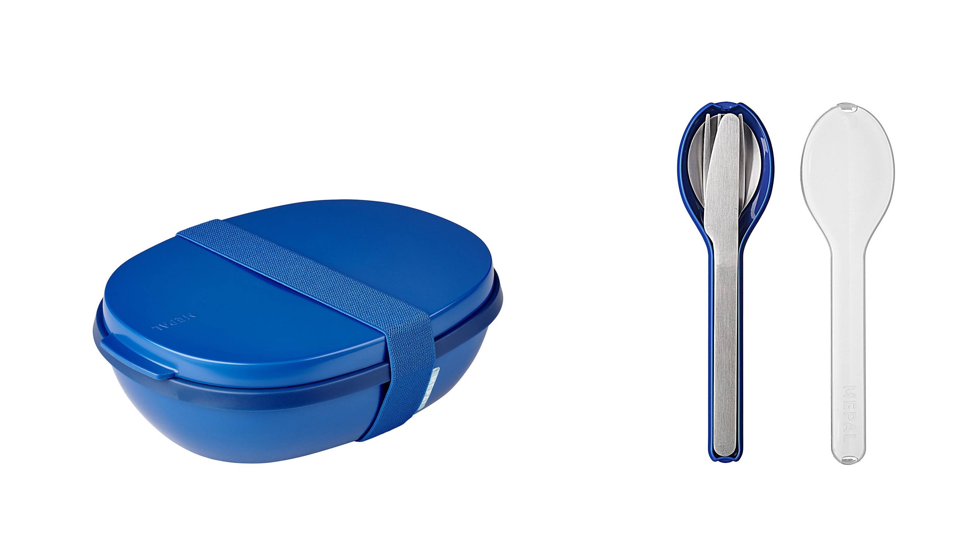 Mepal - Lunchbox Ellipse Duo to go Set - Meal Prep Box für Erwachsene & Salatbox zum Mitnehmen - Brotdose für ein gesundes Mittagessen - Ideal für
