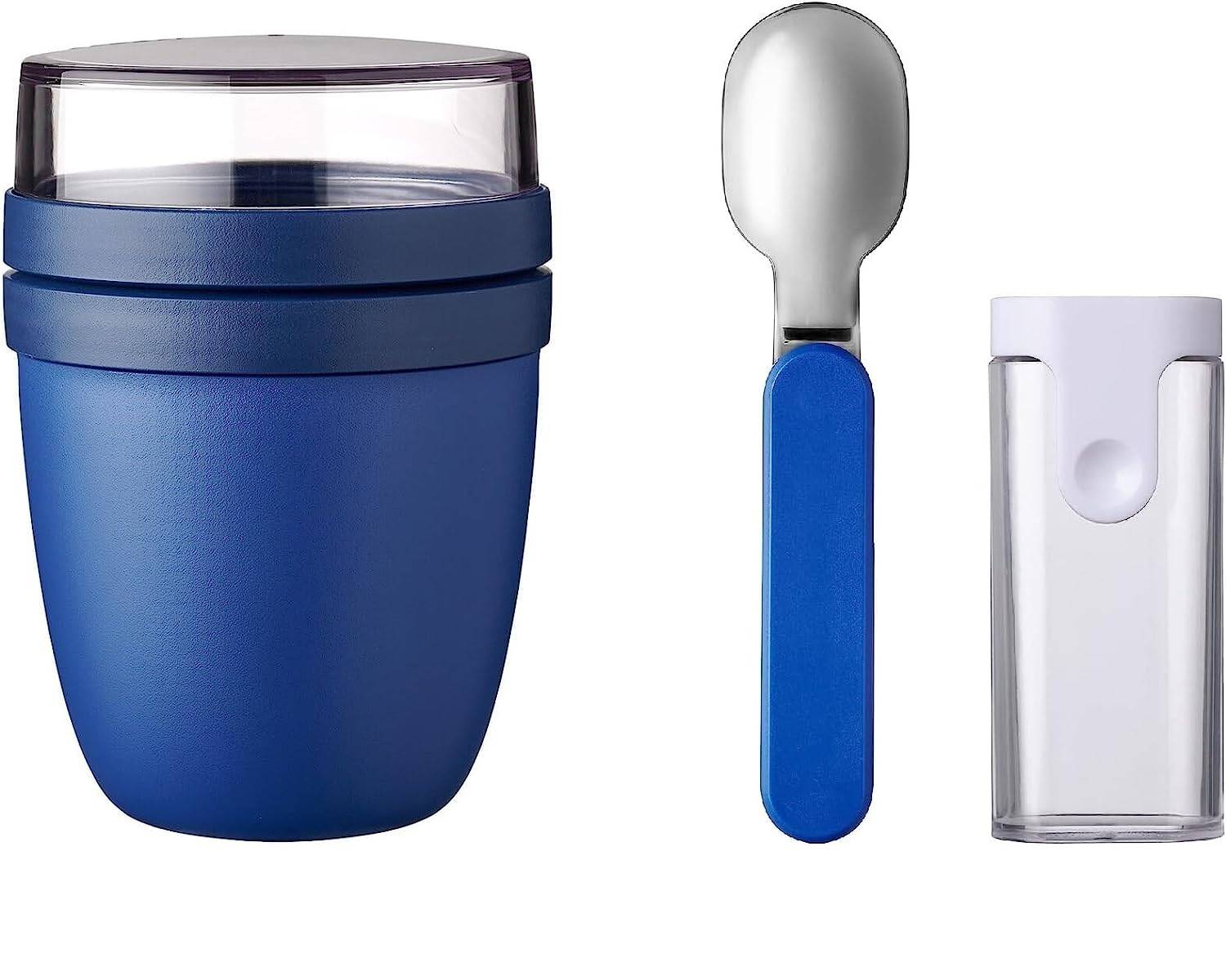 Mepal | Lunchpot Set | faltbarer Löffel Ellipse | Vivid Blue | praktischer Müslibecher | ideal für Lebensmitteltransport