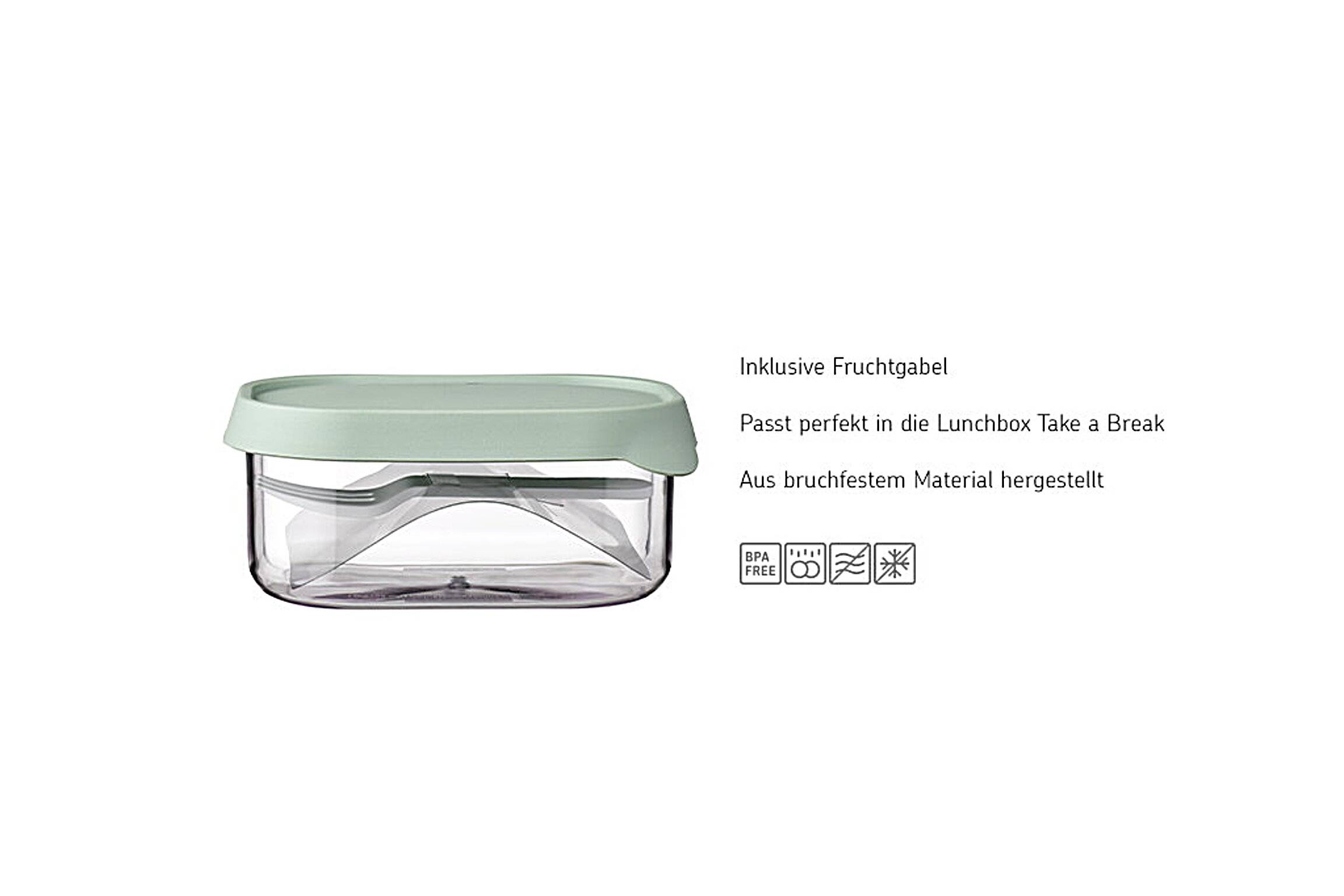 Mepal - Obstbox Take a Break - Obstbox zum Mitnehmen für frisches Obst - Box mit kleiner Obstgabel - Passt perfekt in die Take a Break Lunchbox