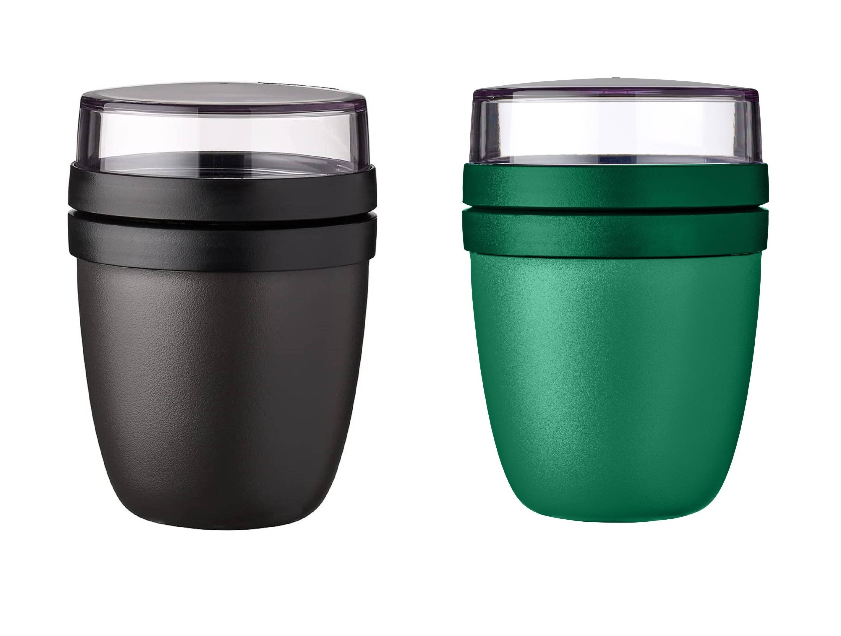 Mepal - Lunchpot Ellipse Mixed - Vivid Green + Nordic Black – 500 ml praktischer Reisebecher, Joghurtbecher, To go Becher – Geeignet für Tiefküh