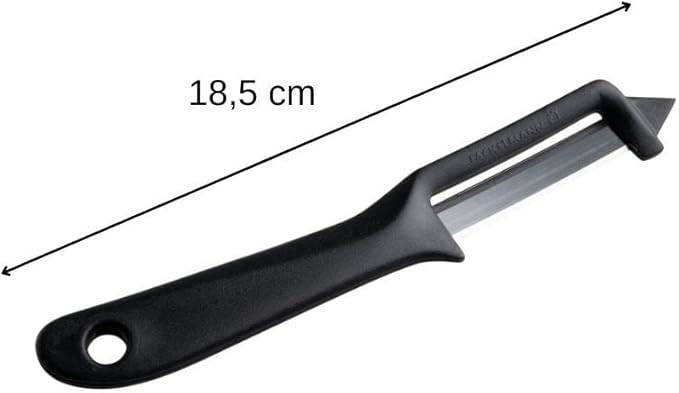 Fackelmann Weltmeister-Spargelschäler, Universalschäler mit Klinge aus Edelstahl, Sparschäler für Obst und Gemüse (Farbe: Schwarz), Menge: 1 Stü