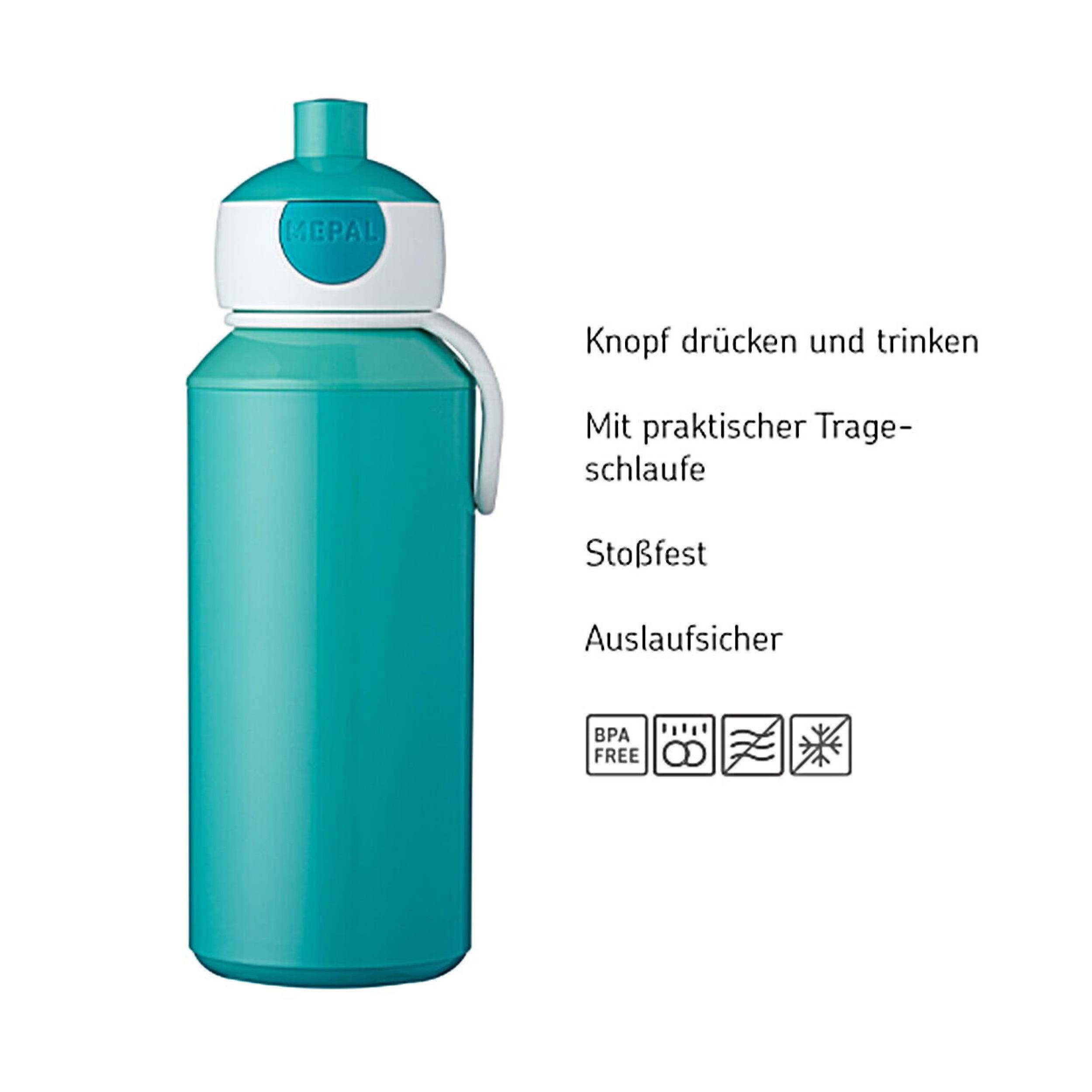 Mepal - Trinkflasche Pop-up Campus - Wasserflasche - Auslaufsichere Flasche für die Schule - Wiederverwendbar - BPA-frei & Spülmaschinenfest - 400