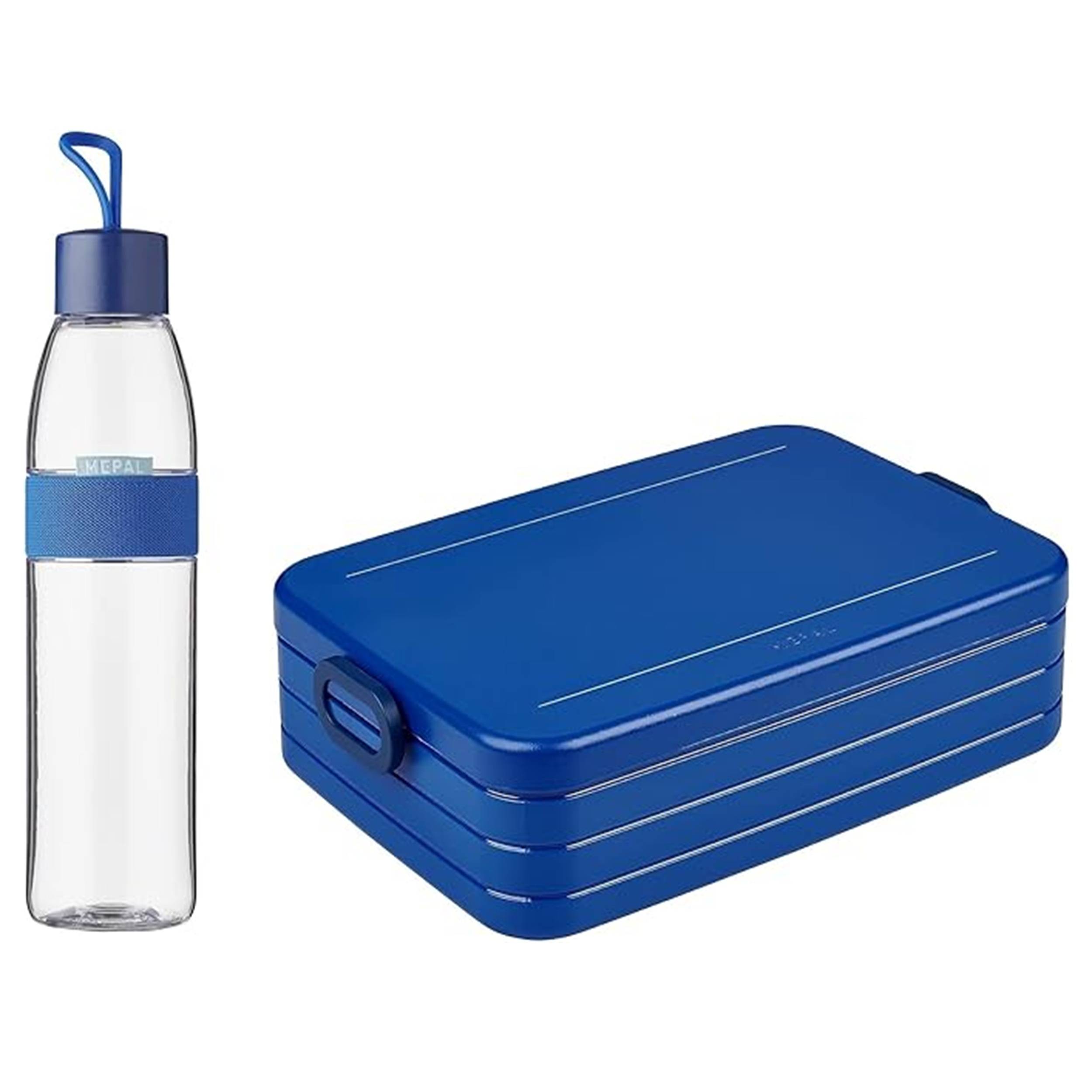 Mepal - Take a Break large + Trinkflasche Ellipse 700 ml - Vivid Blue - Lunchbox mit Trennwand - ideal für Mealprep-kohlensäuregeeignet -auslaufsich
