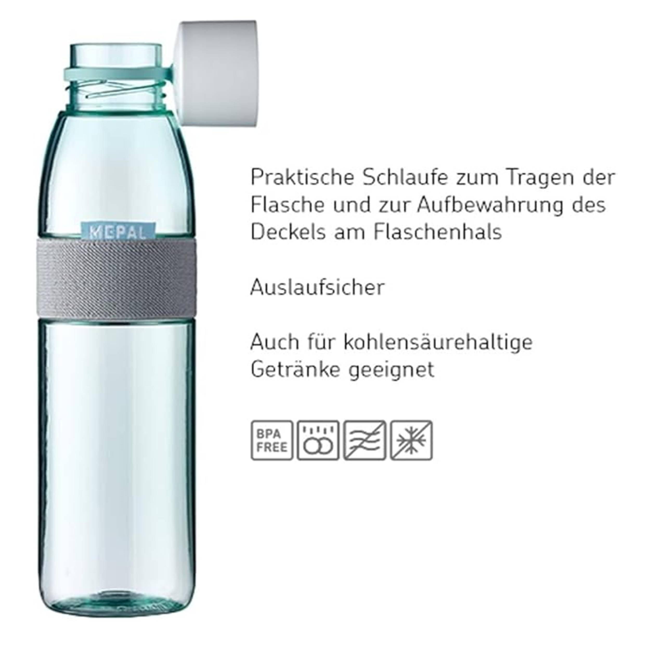 Mepal - Take a Break large + Trinkflasche Ellipse 700 ml - Vivid Blue - Lunchbox mit Trennwand - ideal für Mealprep-kohlensäuregeeignet -auslaufsich