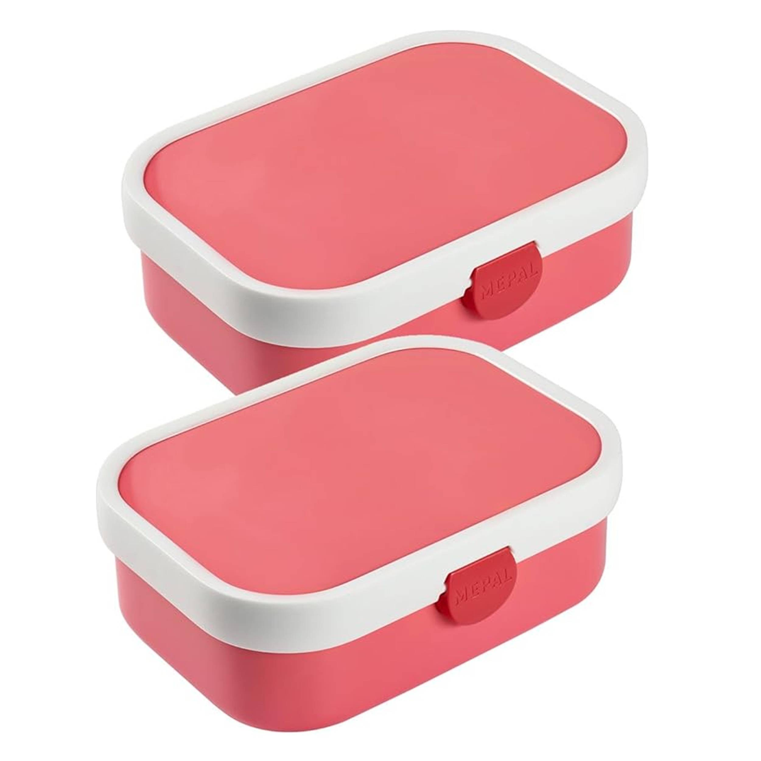 Mepal Brotdose Campus mit Bento-Einsatz & Gabel 700 ml, Farbige Lunchboxen aus Kunststoff mit Clip-Verschluss, 2er Set, ABS, 17.8 x 13.2 x 6.1 cm