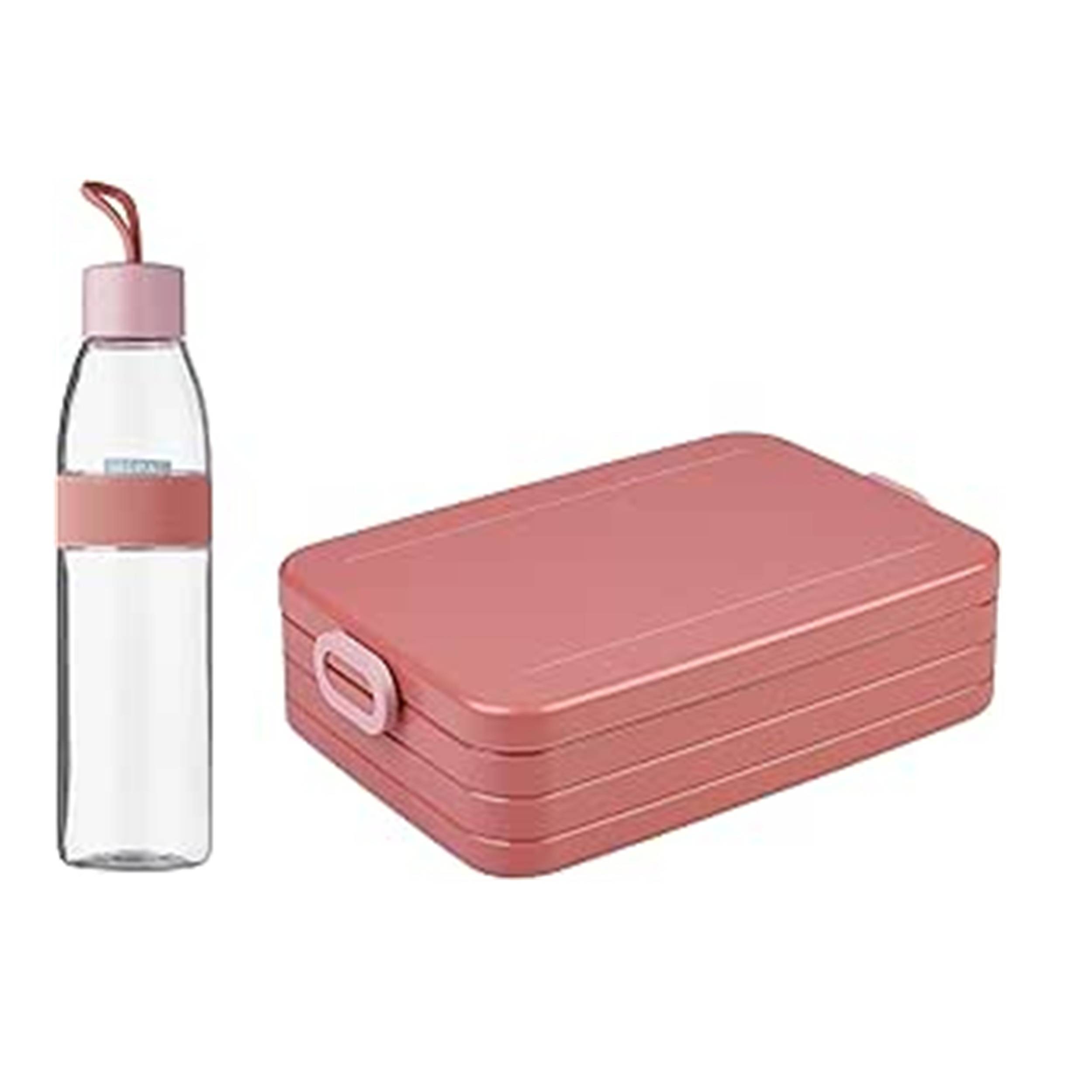 Mepal - Take a Break large + Trinkflasche Ellipse 700 ml - Vivid Mauve - Lunchbox mit Trennwand - ideal für Mealprep-kohlensäuregeeignet -auslaufsic