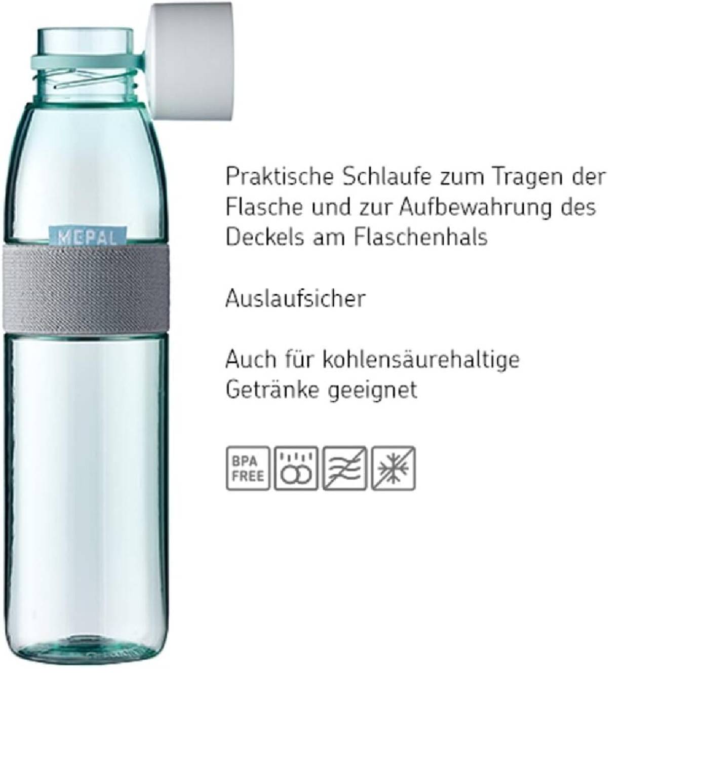 Mepal - Take a Break large + Trinkflasche Ellipse 700 ml - Nordic Black - Lunchbox mit Trennwand - ideal für Mealprep-kohlensäuregeeignet -auslaufsi