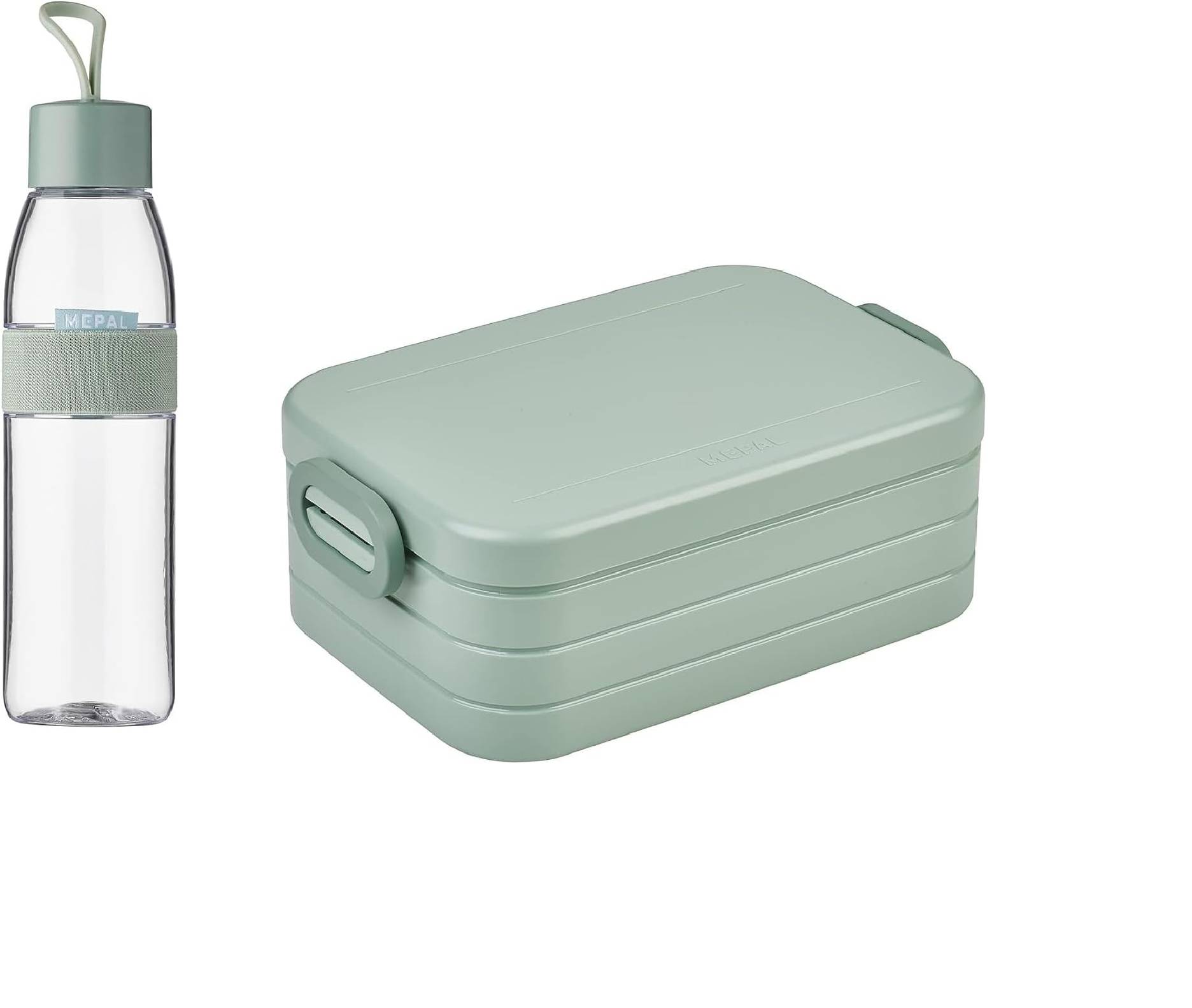 Mepal - Take a Break midi + Trinkflasche Ellipse 500 ml - Nordic Sage - Lunchbox mit Trennwand - ideal für Mealprep-kohlensäuregeeignet -auslaufsich