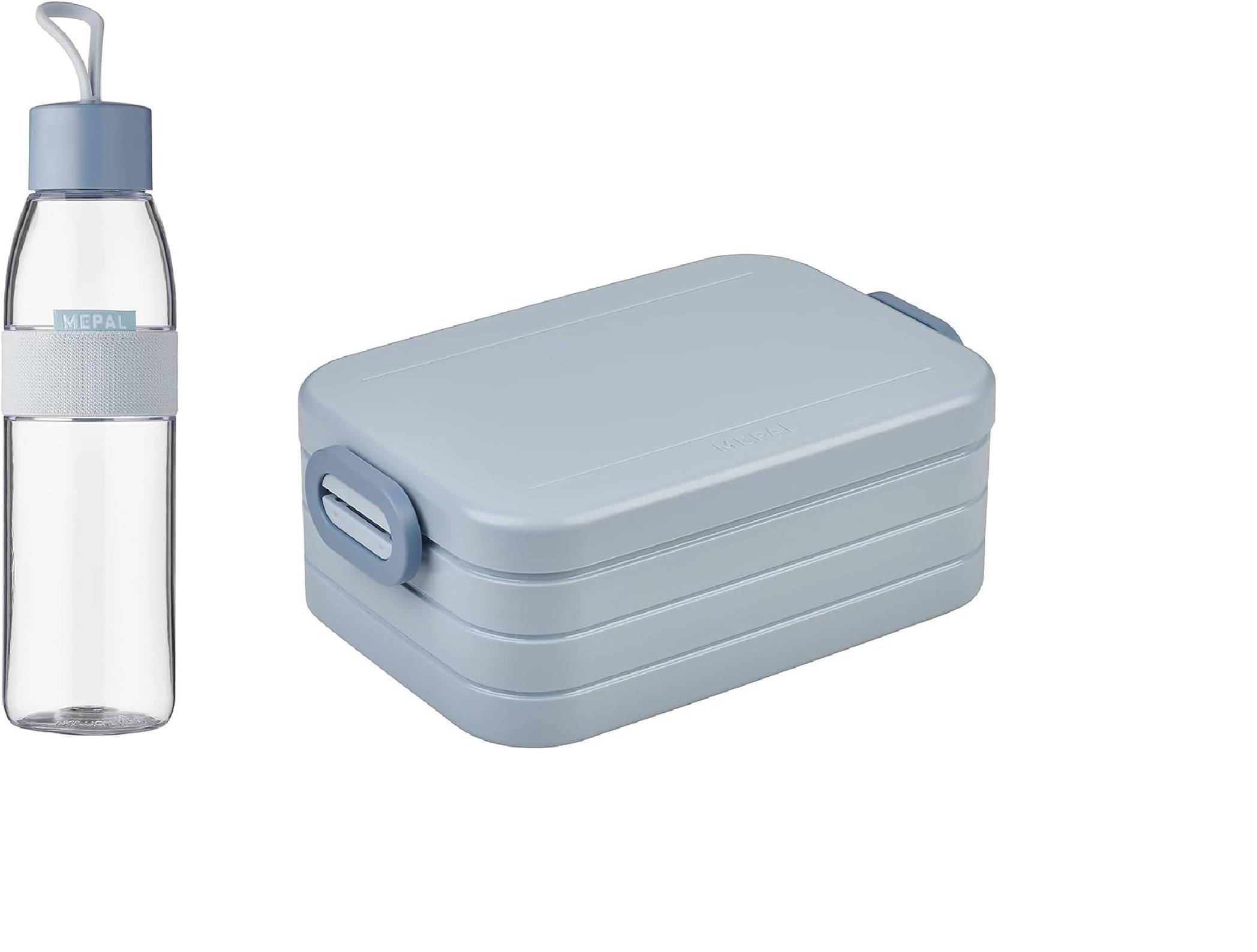 Mepal Take a Break midi + Trinkflasche Ellipse 500 ml  Nordic Blue  Lunchbox mit Trennwand  ideal für Mealprep-kohlensäuregeeignet auslauf