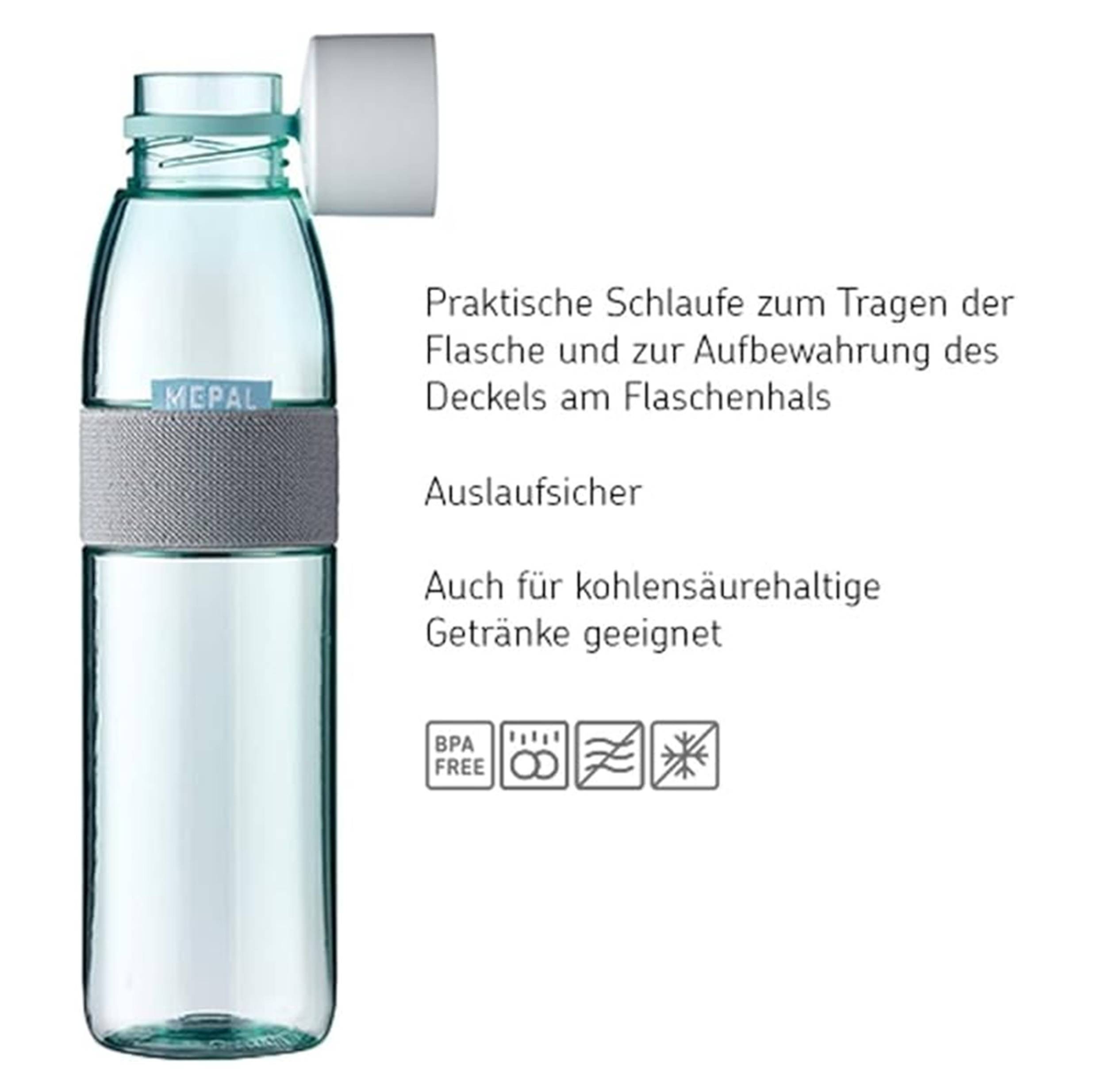 Mepal - Take a Break large + Trinkflasche Ellipse 700 ml - Nordic Blue - Lunchbox mit Trennwand - ideal für Mealprep-kohlensäuregeeignet -auslaufsic