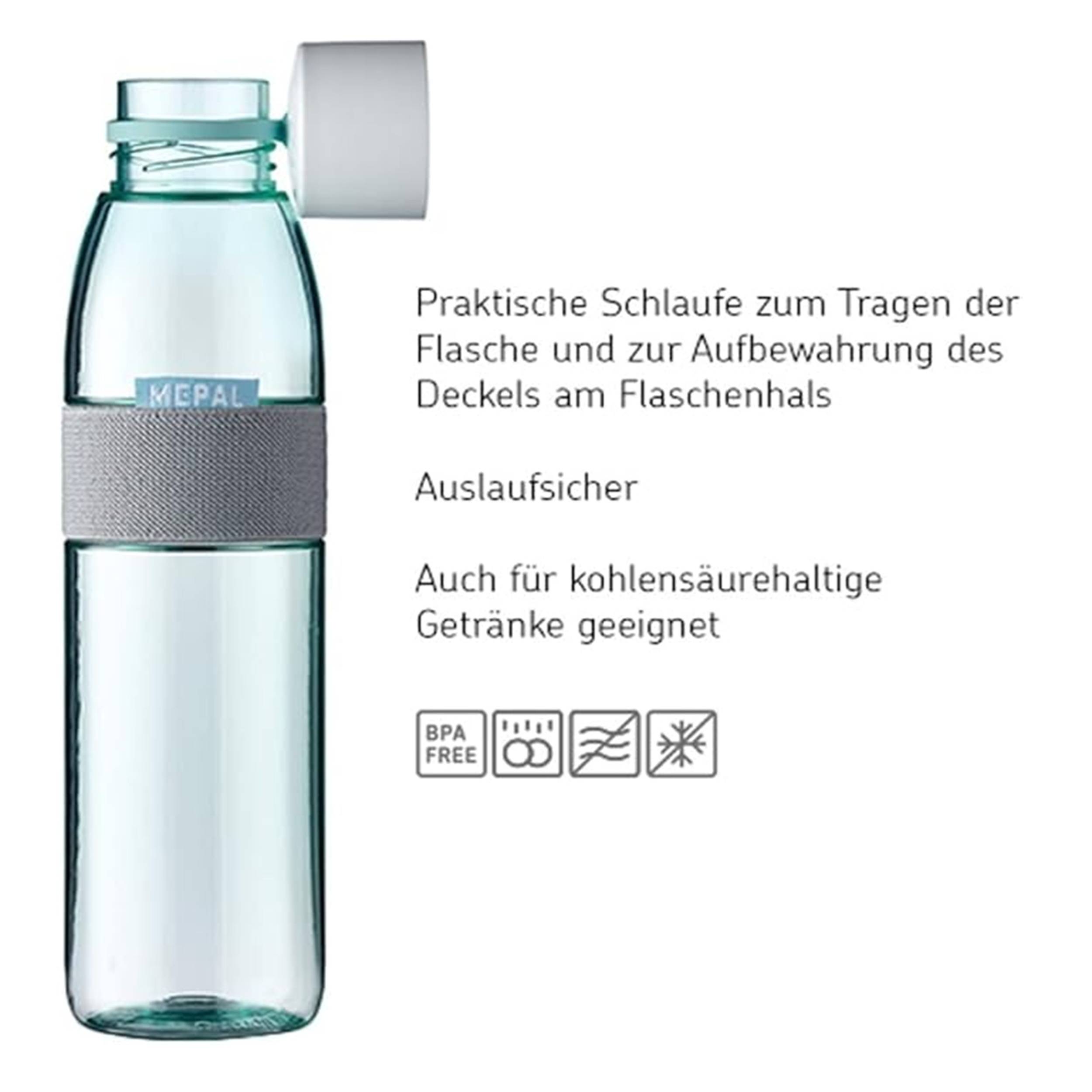 Mepal - Take a Break midi + Trinkflasche Ellipse 500 ml - Vivid Blue - Lunchbox mit Trennwand - ideal für Mealprep-kohlensäuregeeignet -auslaufsiche