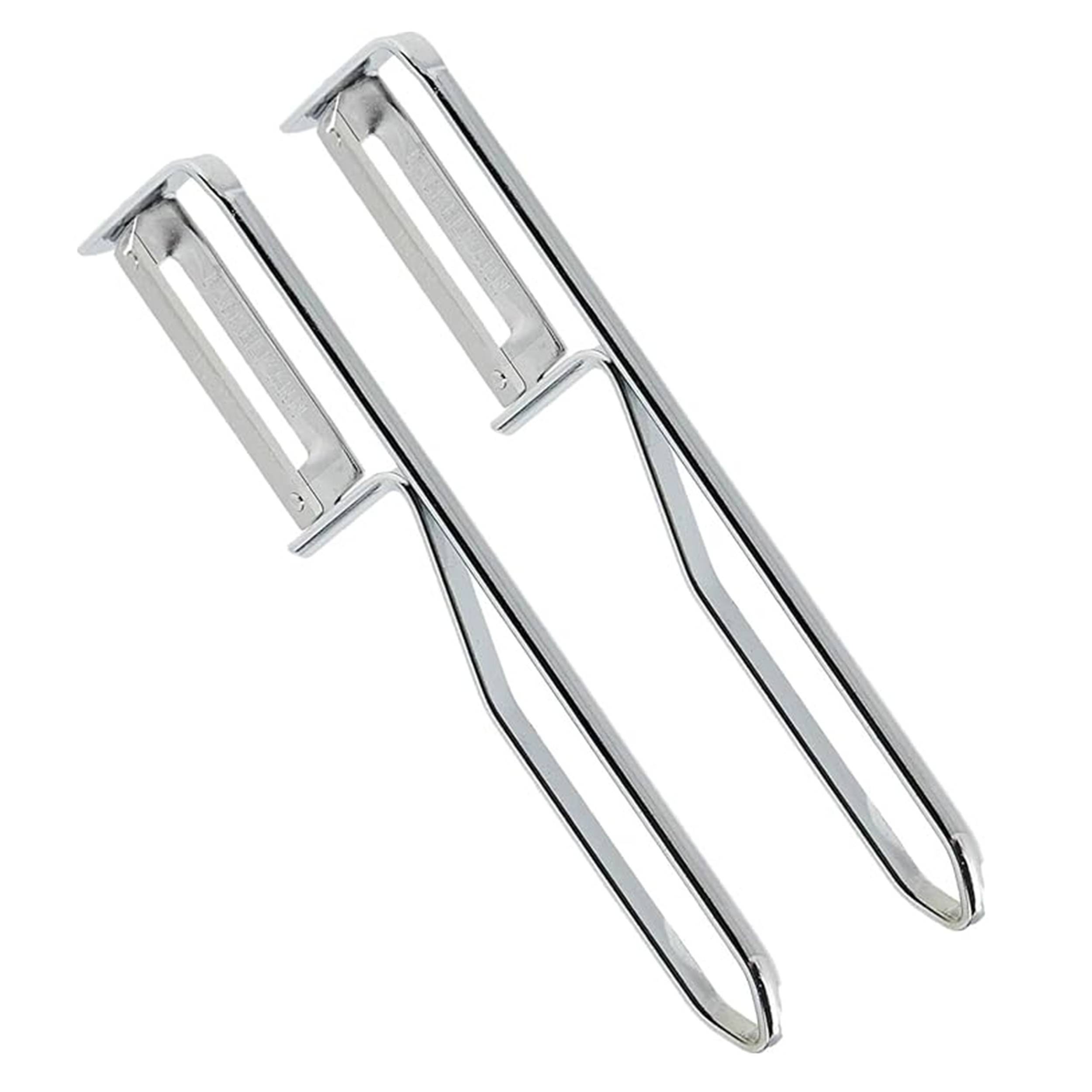 2 Stück Fackelmann - Universal-Sparschäler/Pendelschäler, ideal für Spargel, Obst und Gemüse, Edelstahl/Stahl - Silber