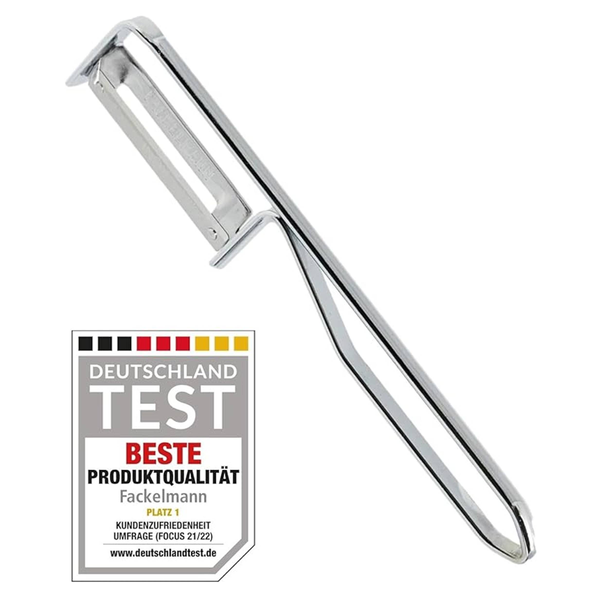 2 Stück Fackelmann - Universal-Sparschäler/Pendelschäler inkl. 10er Pack Ersatzklingen, ideal für Spargel, Obst und Gemüse, Edelstahl/Stahl - Sil