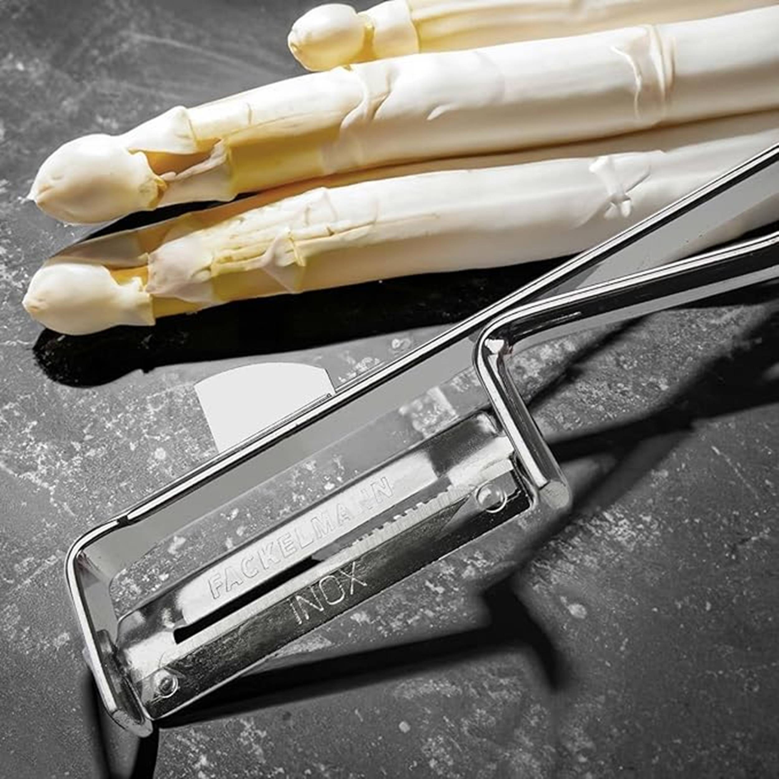 2 Stück Fackelmann - Universal-Sparschäler/Pendelschäler, ideal für Spargel, Obst und Gemüse, Edelstahl/Stahl - Silber