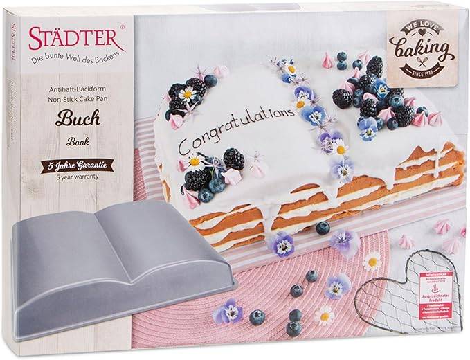 Städter we Love Baking Backform, Metall, Silber, 35 x 24, 5 x 4, 5 cm