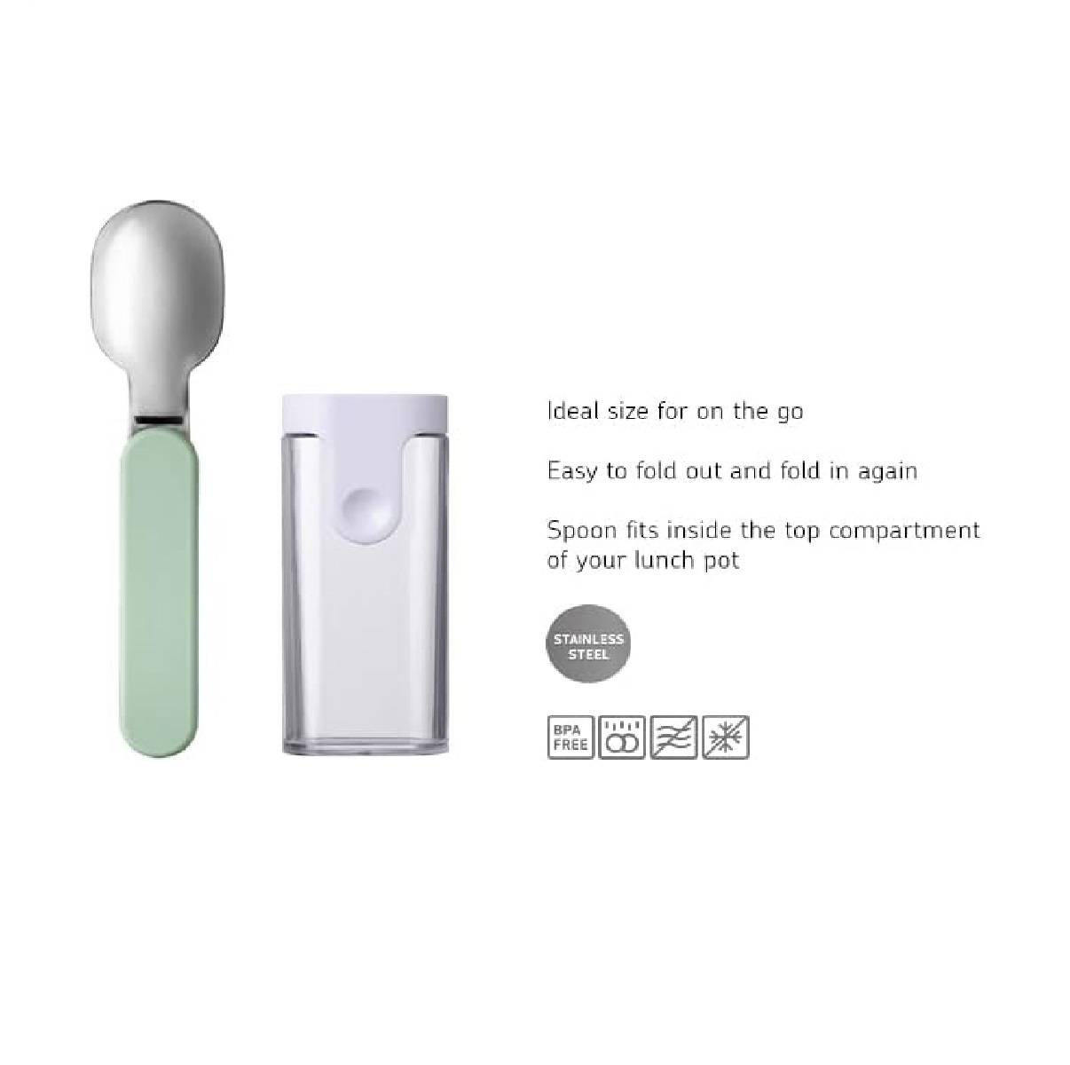 Mepal 107645574500 Faltbarer Löffel Ellipse Nordic red wiederverwendbar Besteck für unterwegs ideal für Müslibecher to go-spülmaschinengeeigne