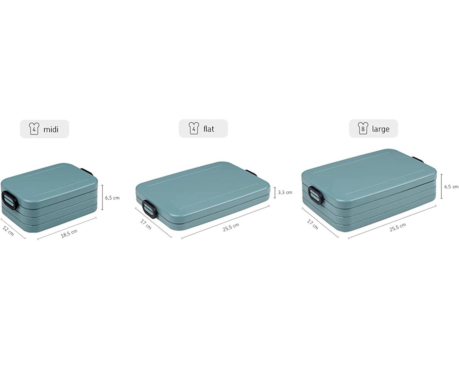 Mepal - Lunchbox Take a Break Midi - Brotdose To Go - Für 2 Sandwiches oder 4 Brotscheiben - Meal Prep Box - Essensbox mit Unterteilung - Spülmaschi