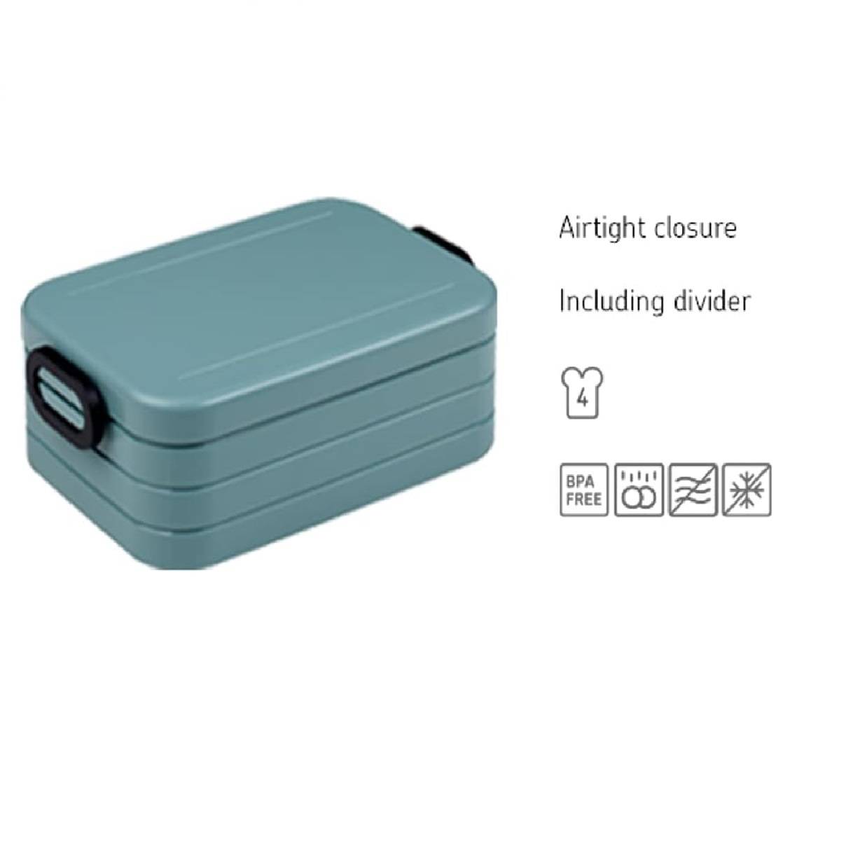 Mepal - Lunchbox Take a Break Midi - Brotdose To Go - Für 2 Sandwiches oder 4 Brotscheiben - Meal Prep Box - Essensbox mit Unterteilung - Spülmaschi