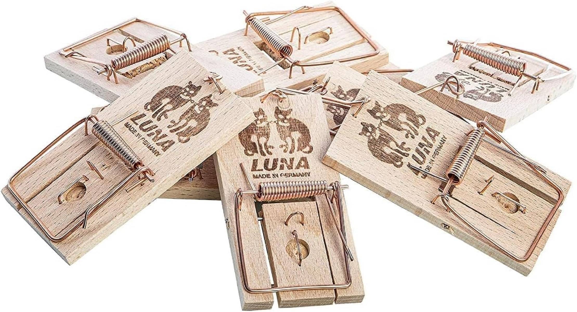 Neustanlo - Duo Pack Mäusefallen aus Holz - Schlagfalle, Schnappfalle, Hohe Schlagkraft - Leicht zu verwenden