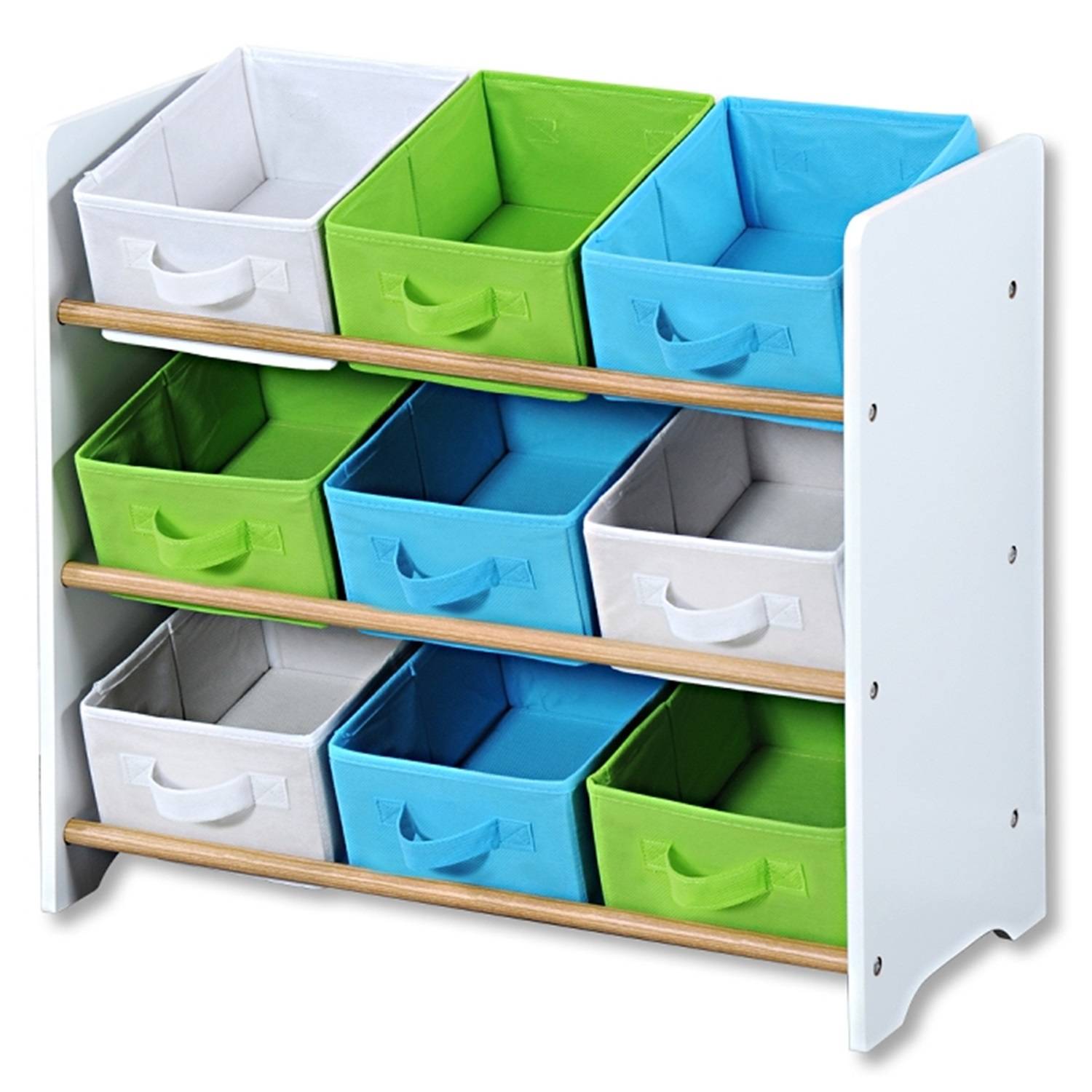 Kesper | Kinderregal mit Boxen | Material: Faserplatte | Maße: 66 x 30 x 59,5 cm | Farben: Weiß, Grün, Blau