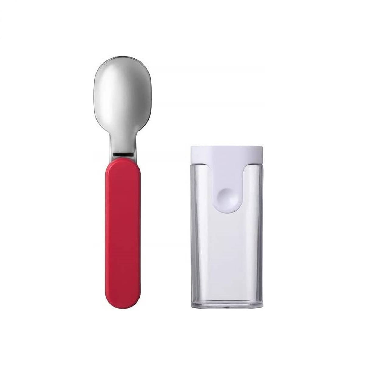 Mepal 107645574500 Faltbarer Löffel Ellipse Nordic red wiederverwendbar Besteck für unterwegs ideal für Müslibecher to go-spülmaschinengeeigne