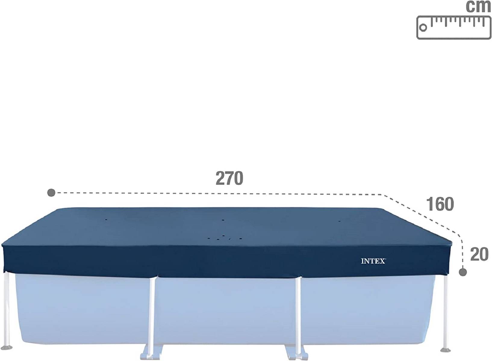INTEX Poolabdeckung 260 x 160 cm Rechtwinklig PVC Dunkelblau und Grau