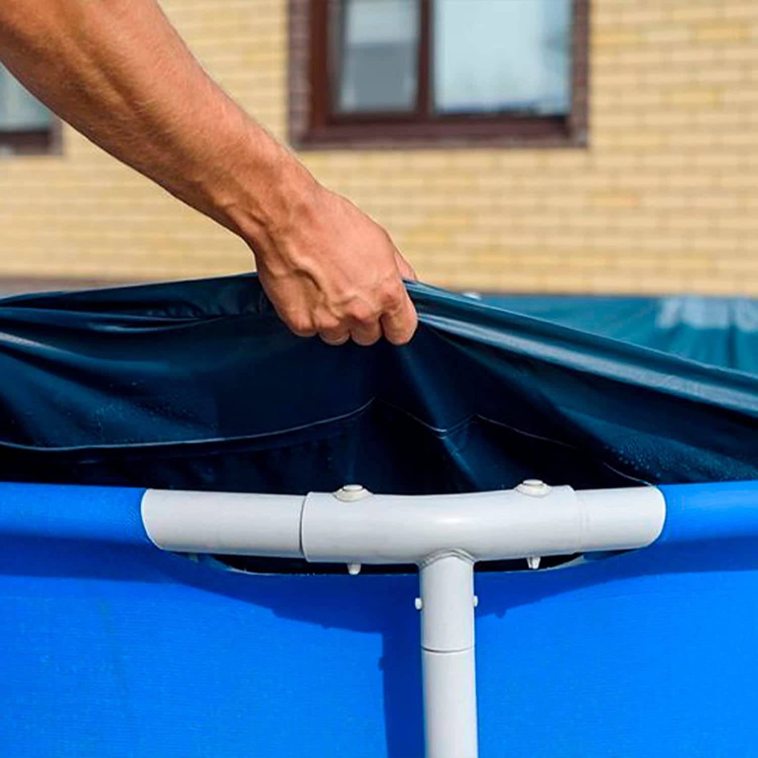 INTEX Poolabdeckung 260 x 160 cm Rechtwinklig PVC Dunkelblau und Grau