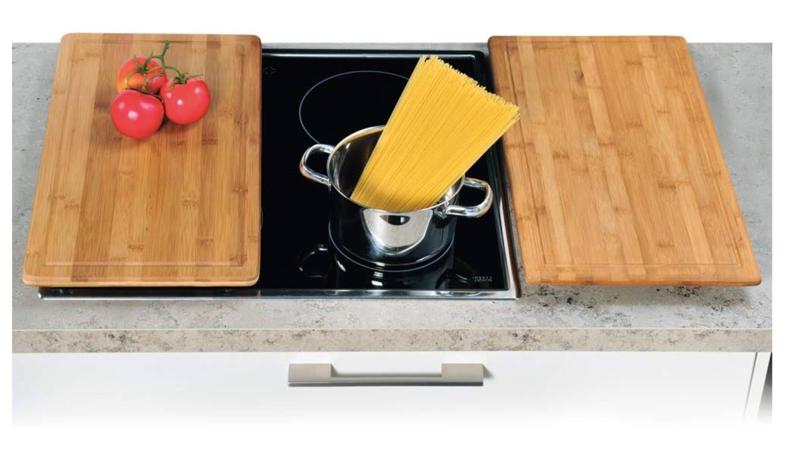 Kesper - 2 Stück Schneide- und Abdeckplatte - 100% FSC Bambusholz - 50 x 28 x 4 cm - Ceranfeldabdeckung