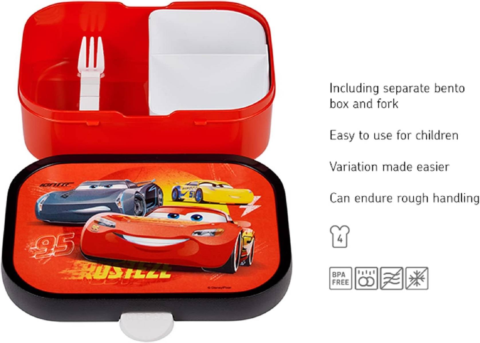 Mepal - Lunchbox Campus - Bento Lunchbox für Kinder - Brotdose mit Bento-Fach & Gabel - Meal Prep Box mit Clip-Verschluss - BPA-frei & Spülmaschinen