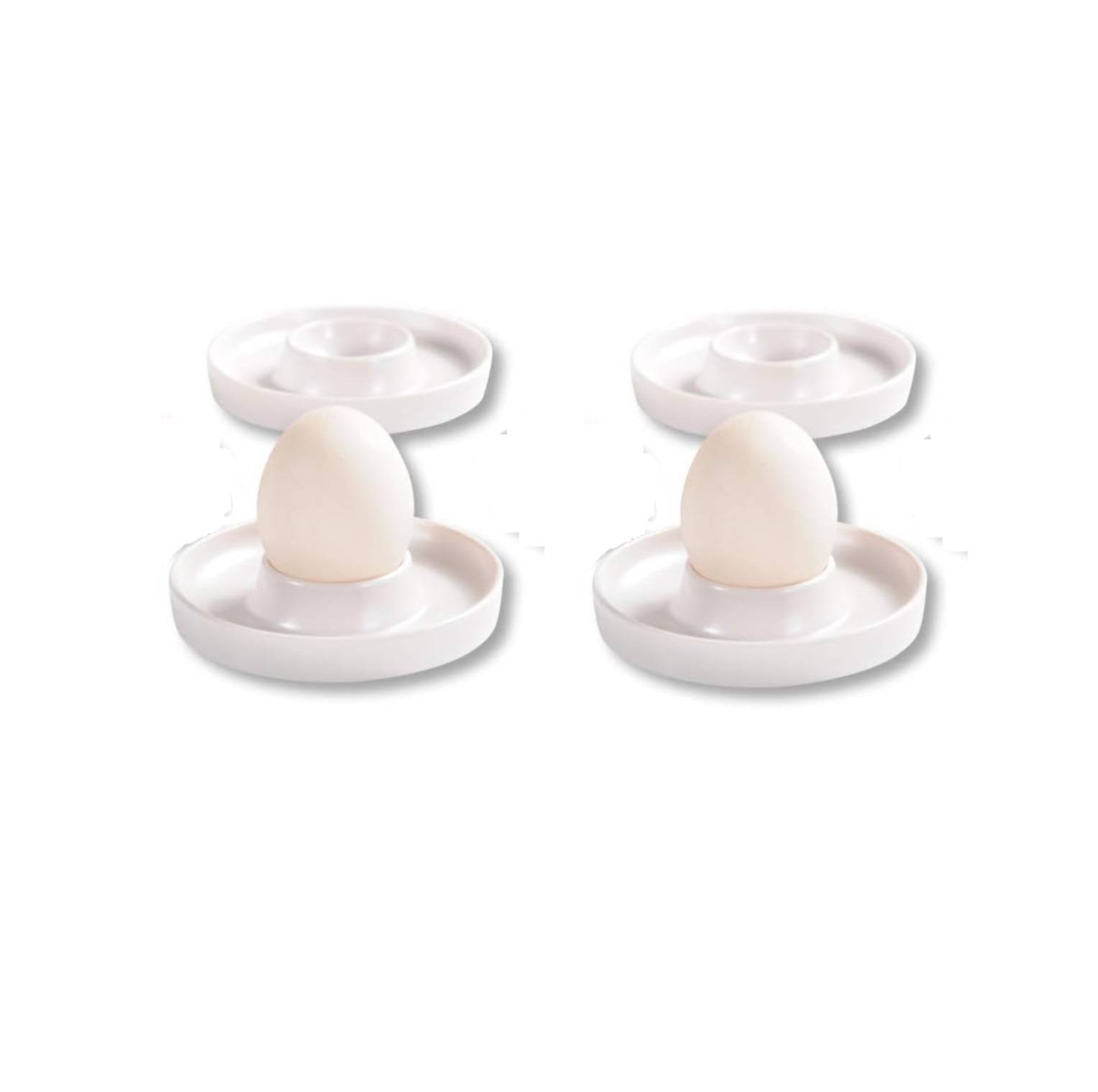 Kesper | Eierbecher, 4er Pack, Material: ø 10 x H 2 cm, Melamin, Maße: cm, Farbe: Weiß | Der ideale Frühstücksbegleiter