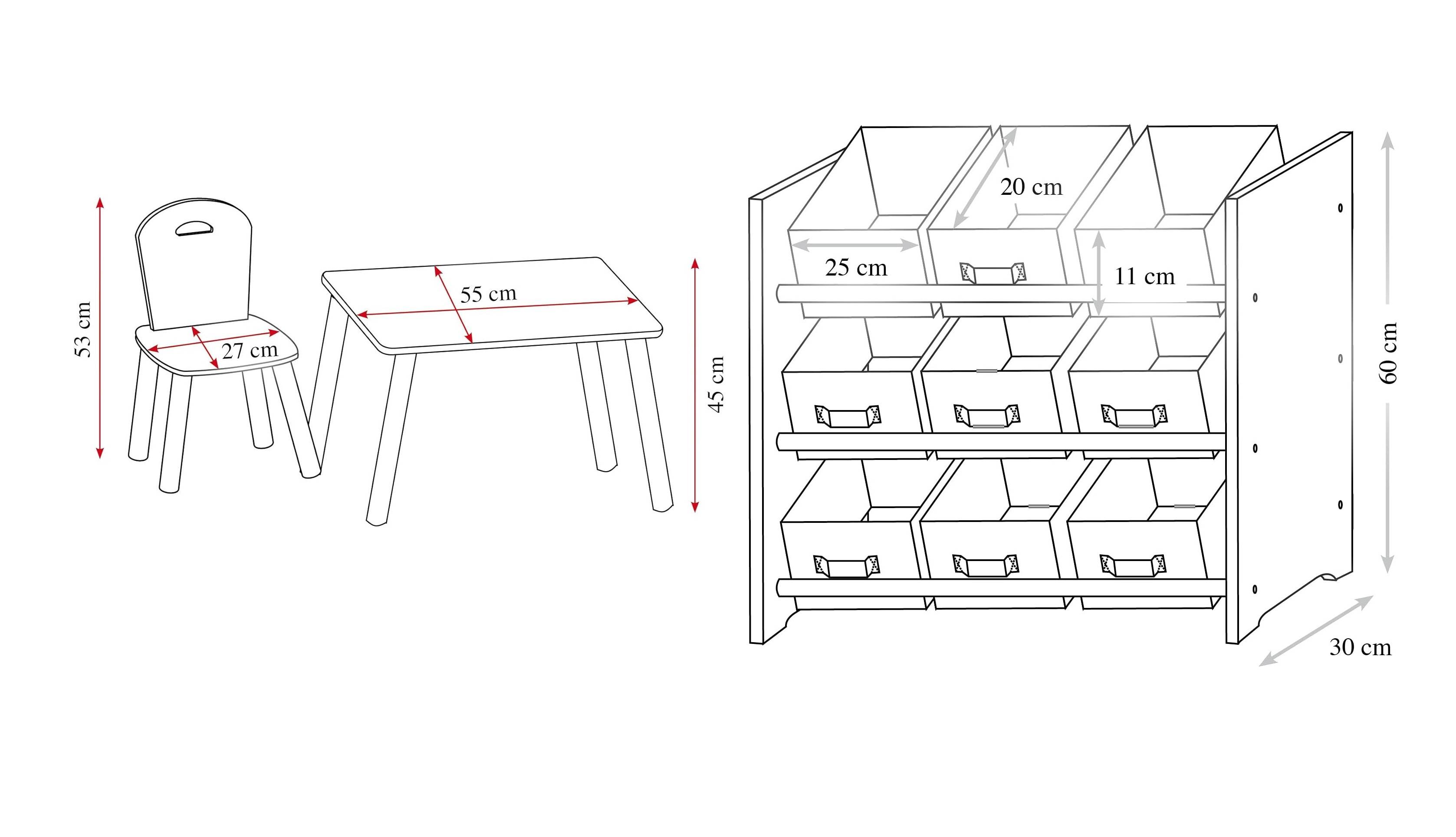 Kesper | Kindertisch Set mit 2 Stühlen und Aufbewahrungsregal | Faserplatte/Holz | Farbe: Weiß