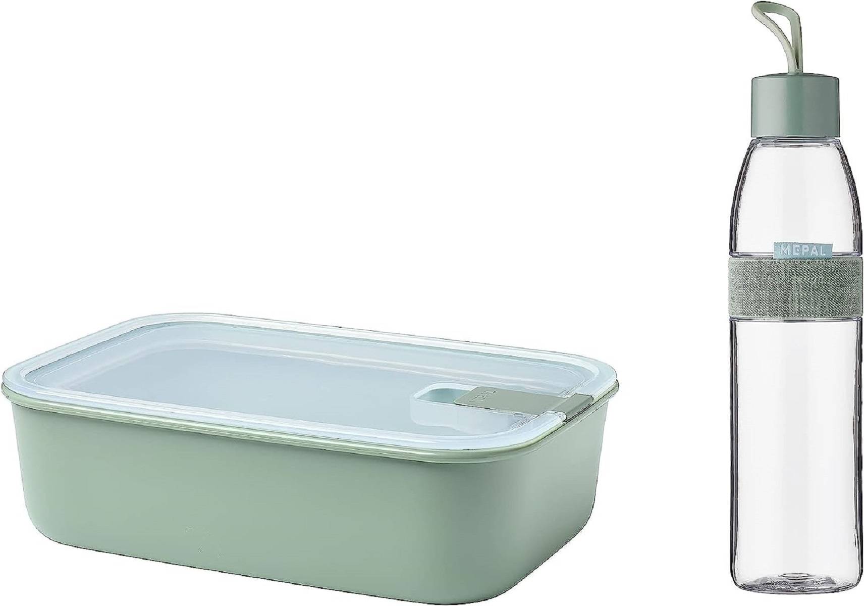 Mepal - Easy to go Set - Frischhaltedose EasyClip 1500 ml + Trinkflasche Ellipse 700 ml - Nordic Sage - bruchfestes Material - auslaufsicher