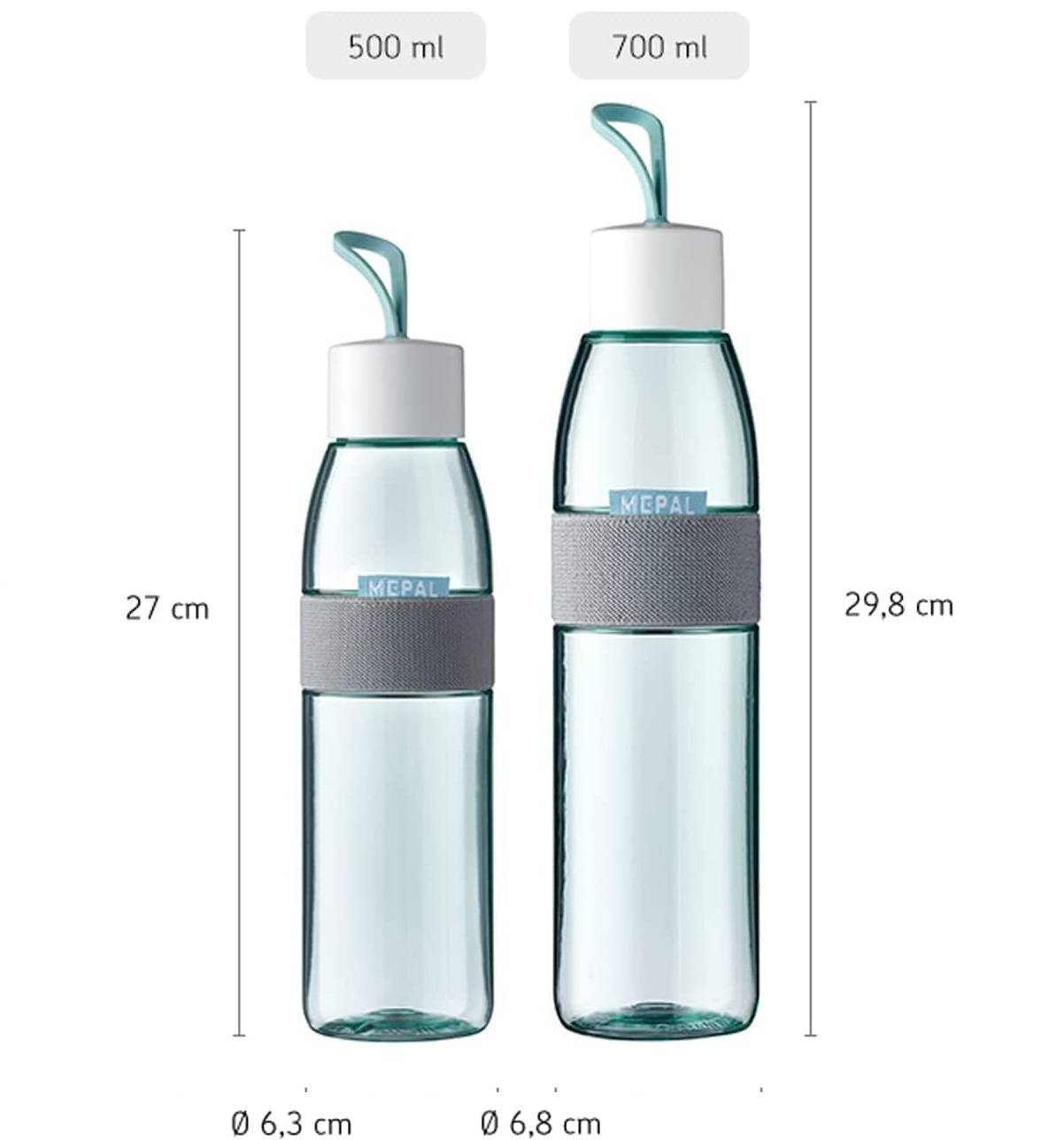 Mepal - Duo Pack Trinkflasche Ellipse Nordic Blue - 500 & 700 ml Inhalt - auch für kohlensäurehaltige Getränke - bruchfestes Material - auslaufsich