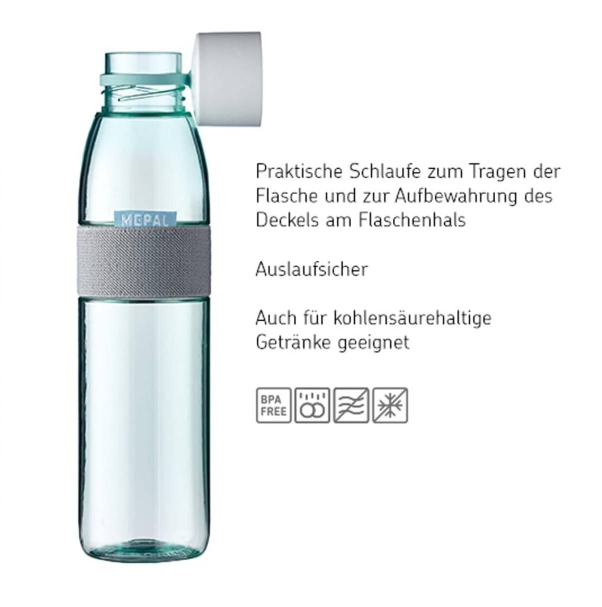 Mepal - Duo Pack Trinkflasche Ellipse Nordic Blue - 500 & 700 ml Inhalt - auch für kohlensäurehaltige Getränke - bruchfestes Material - auslaufsich